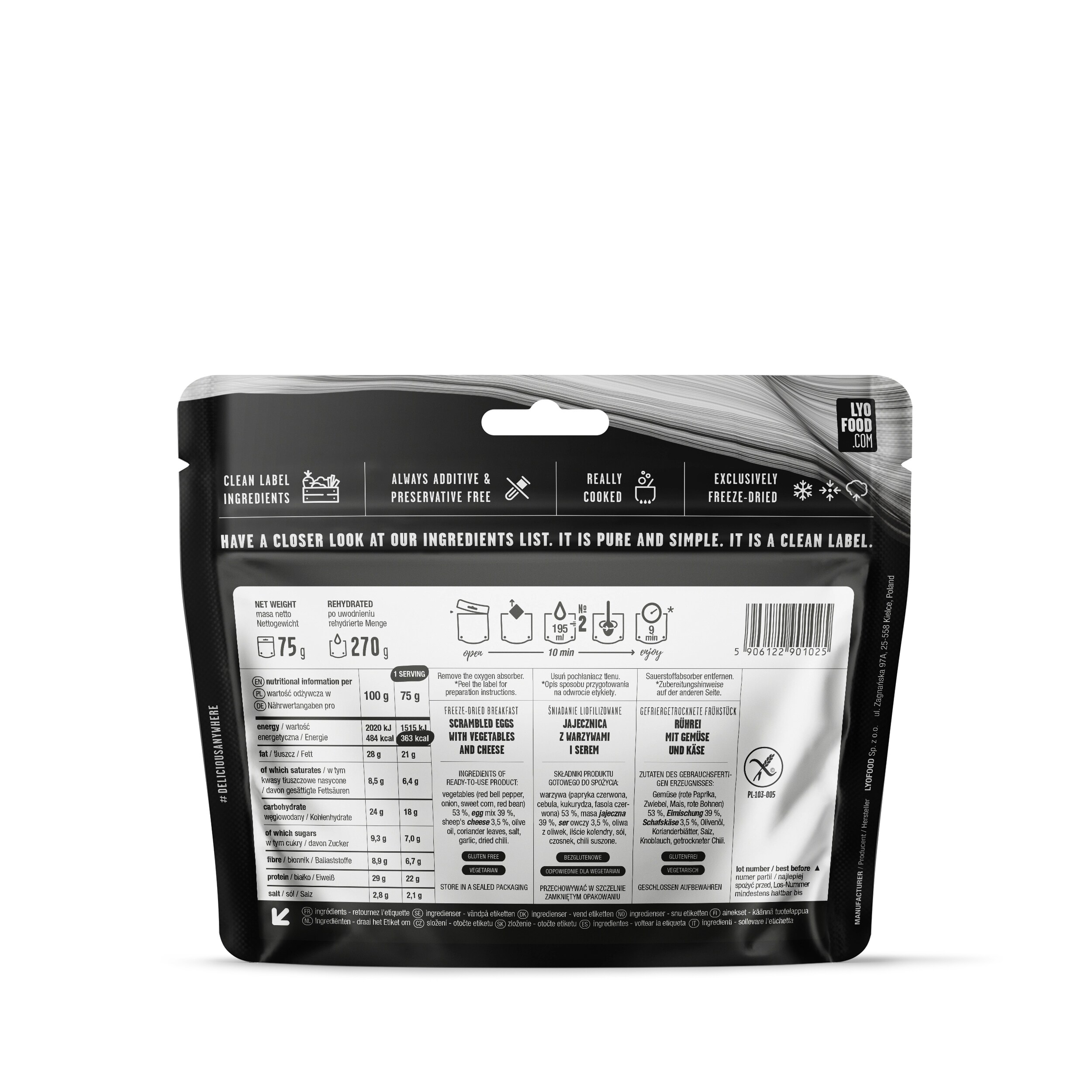 LYOFOOD Freeze-dried food Mexican scrambled eggs 75 g/363 kcal