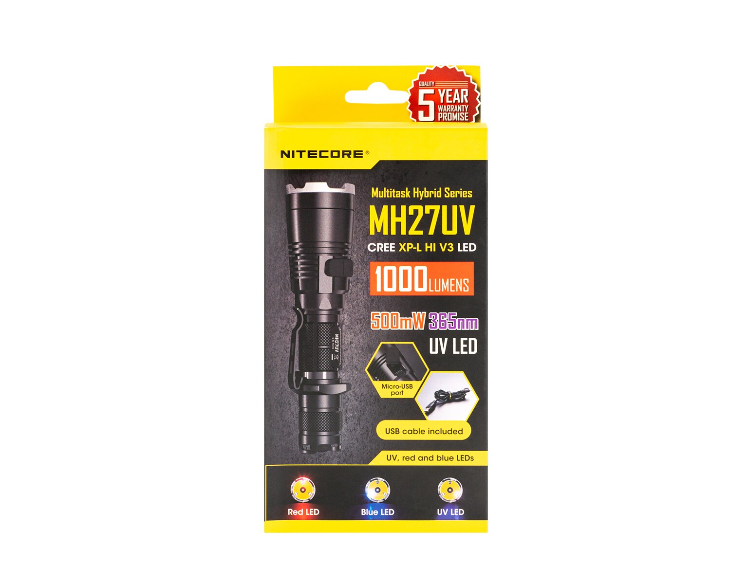 Nitecore MH27UV Flashlight - 1000 lumens