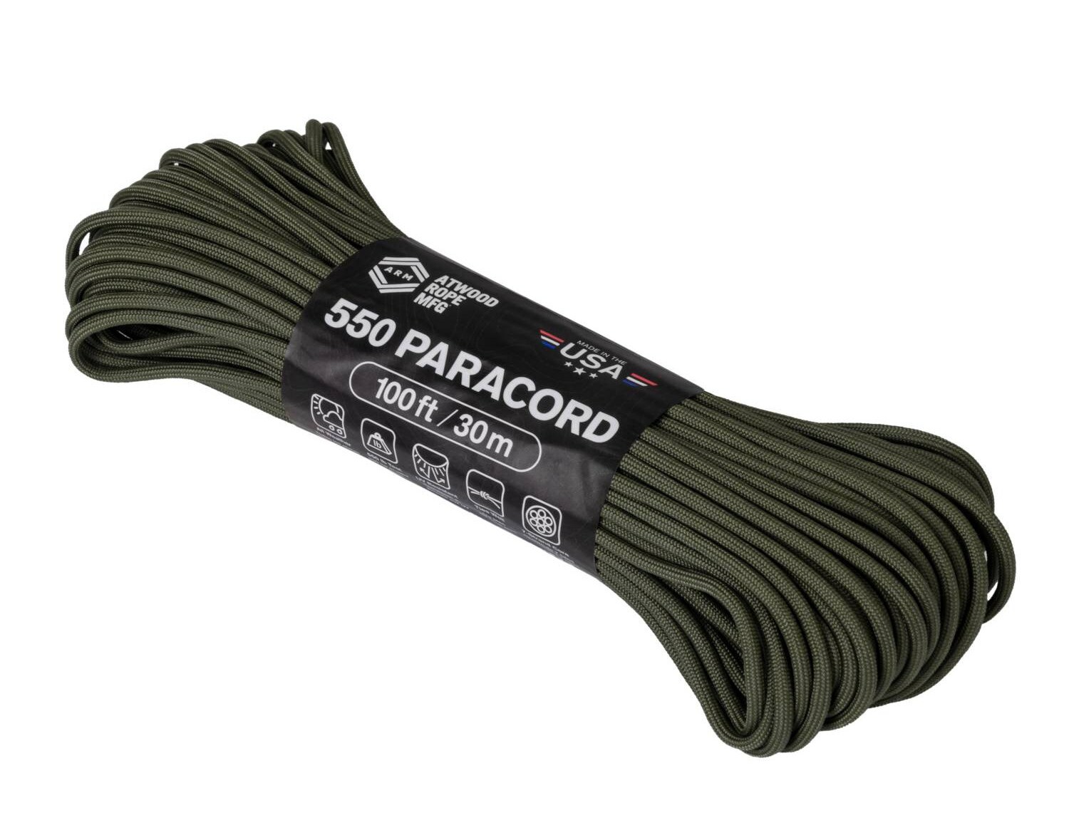 Atwood Rope MFG 550 Paracord 30 m - Olive Drab