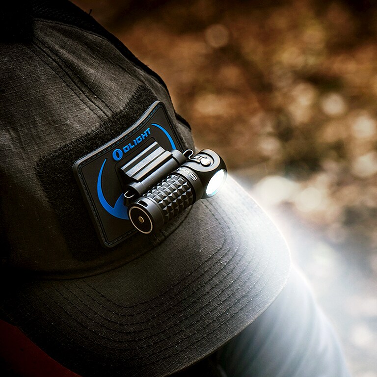 Olight Perun Mini CW Tactical Angled Flashlight Black with headband - 1000 lumens