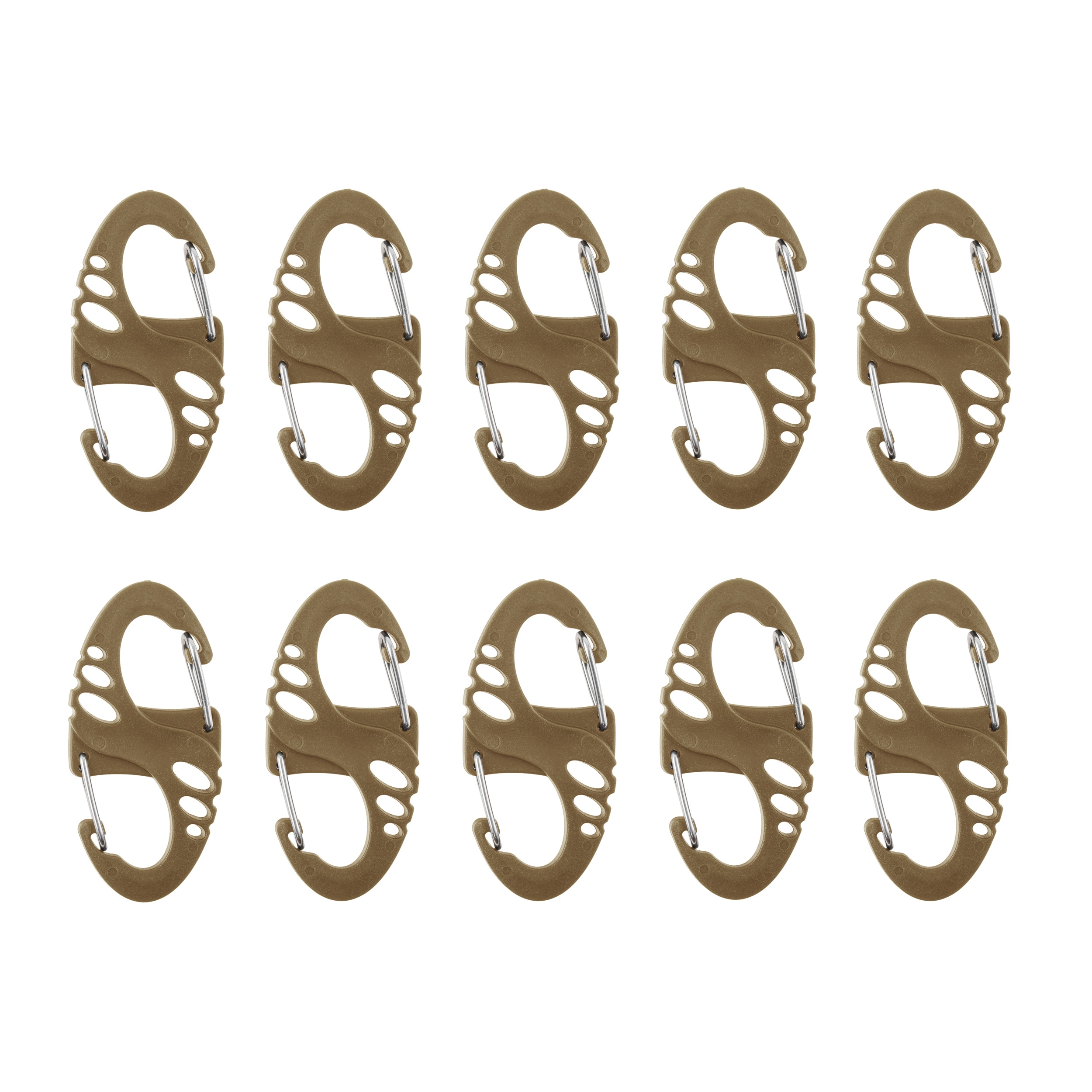 Mil-Tec S-Hook Olive Carabiner Set Coyote - 10 pcs.