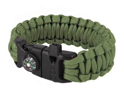 Paracord Bracelet with Compass 8" - Green
