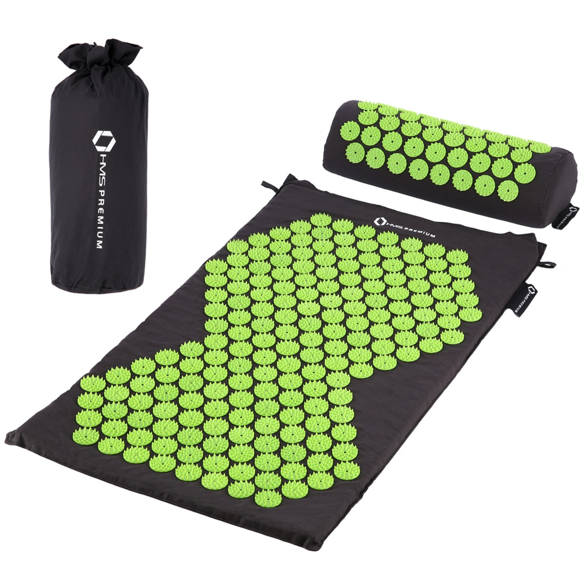 HMS Premium AKM03 Acupressure Mat with Pillow - Black/Green