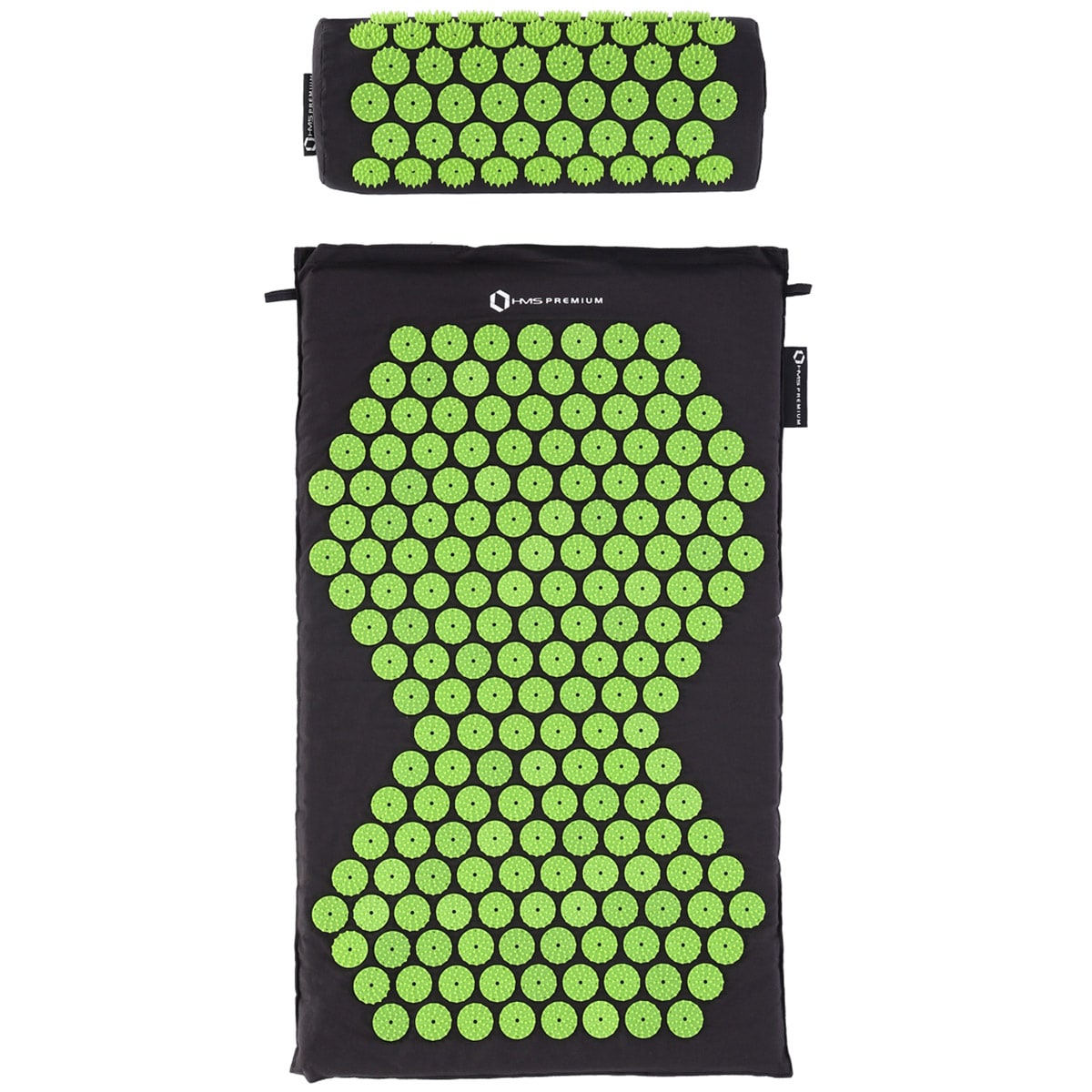 HMS Premium AKM03 Acupressure Mat with Pillow - Black/Green