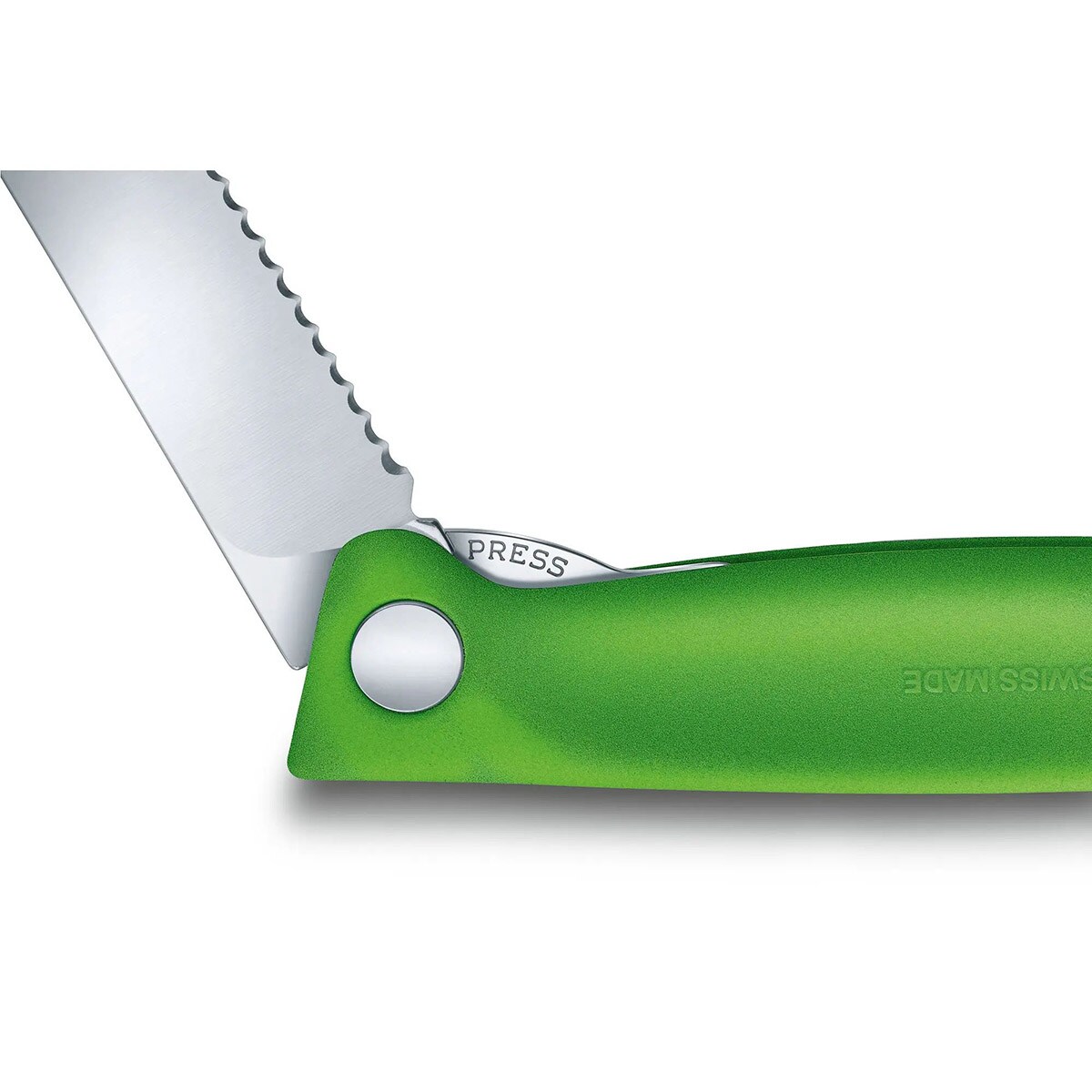 Victorinox Green Folding Kitchen Knife - serrated blade with rounded tip