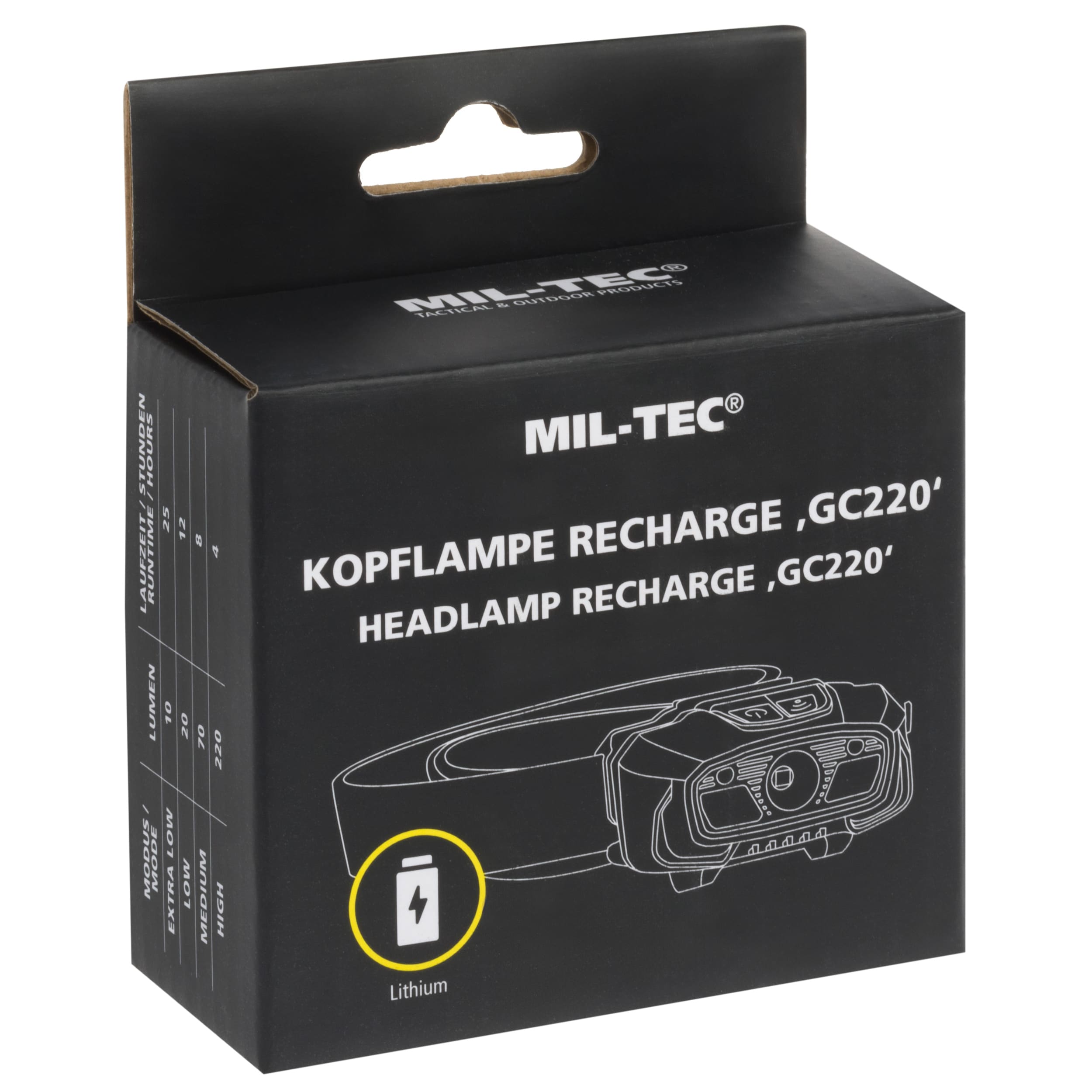 Mil-Tec GC220 Headlamp Black - 220 lumens