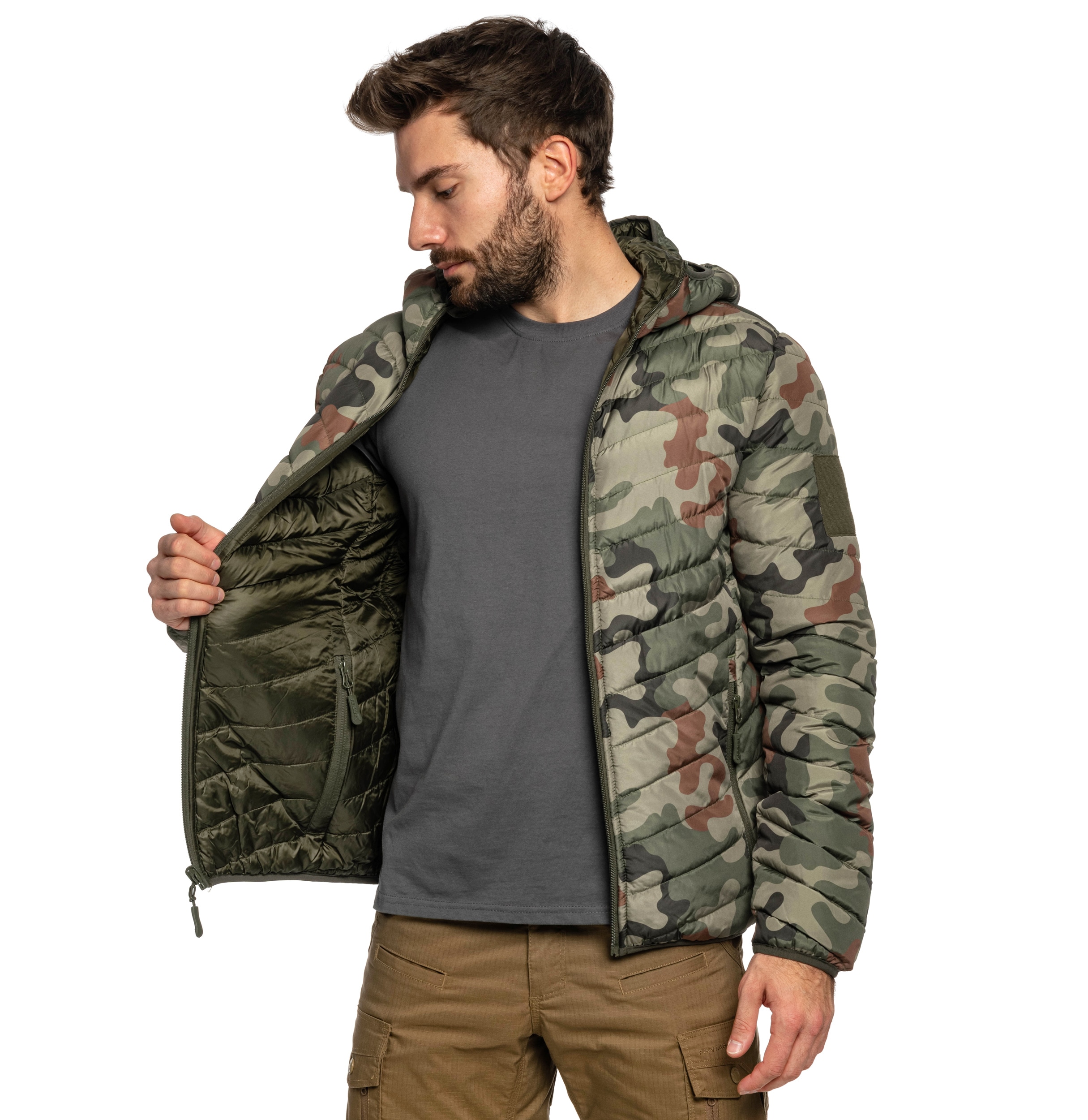 Texar Reverse Reversible Down Jacket - Olive/wz.93 Pantera PL Woodland