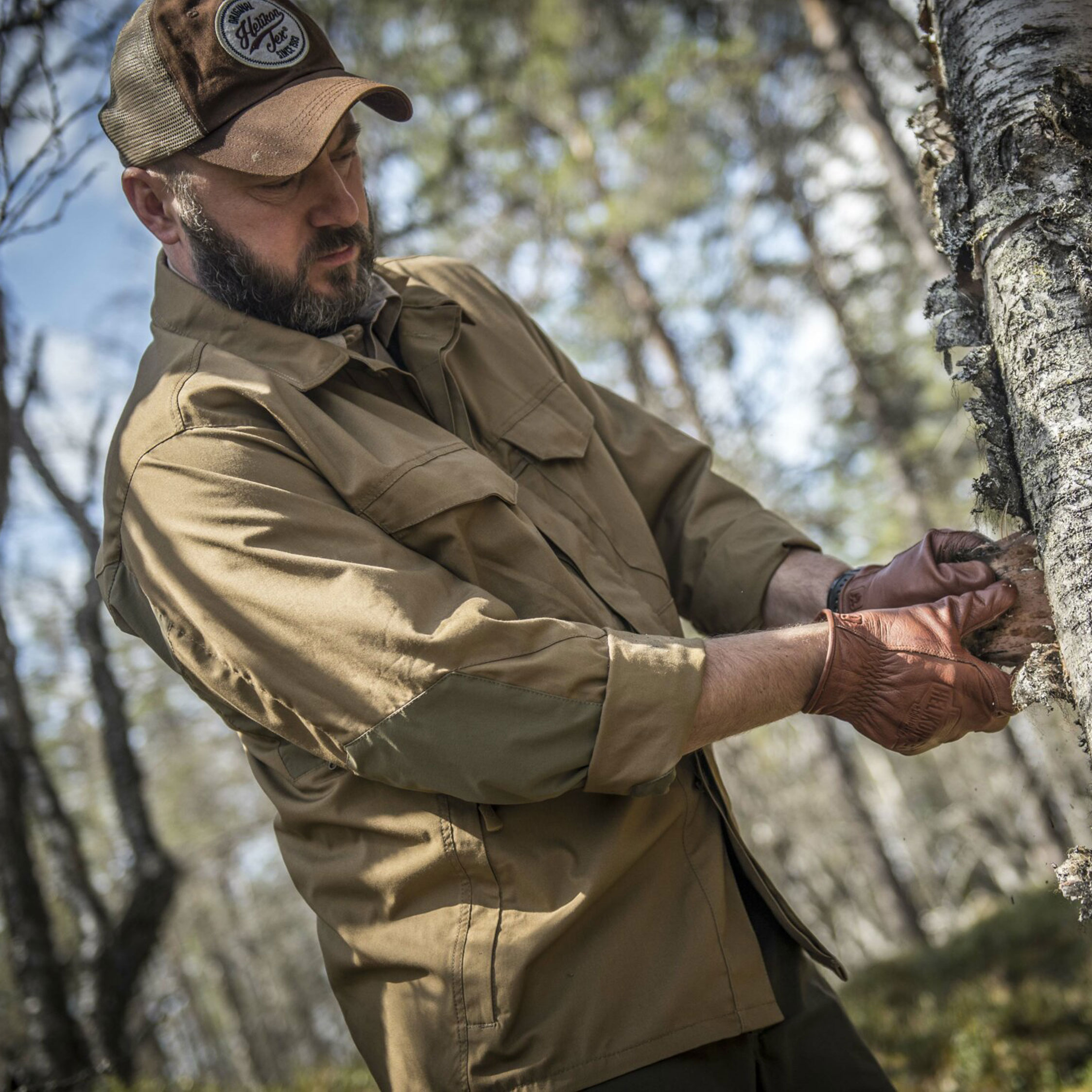 Helikon Woodsman Long Sleeve Shirt - Coyote/Taiga Green