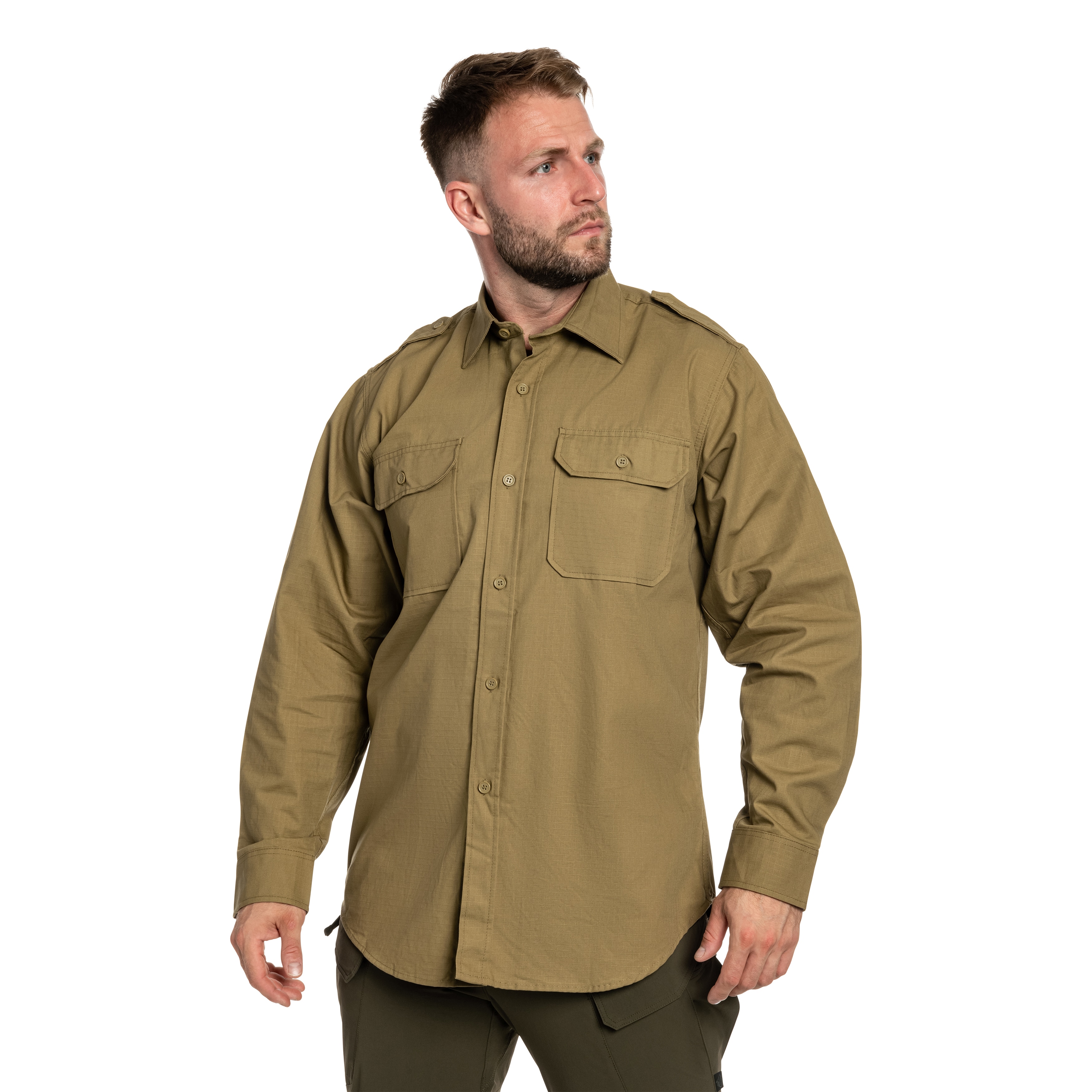 Mil-Tec Ripstop Tactical Shirt Long Sleeve - Coyote