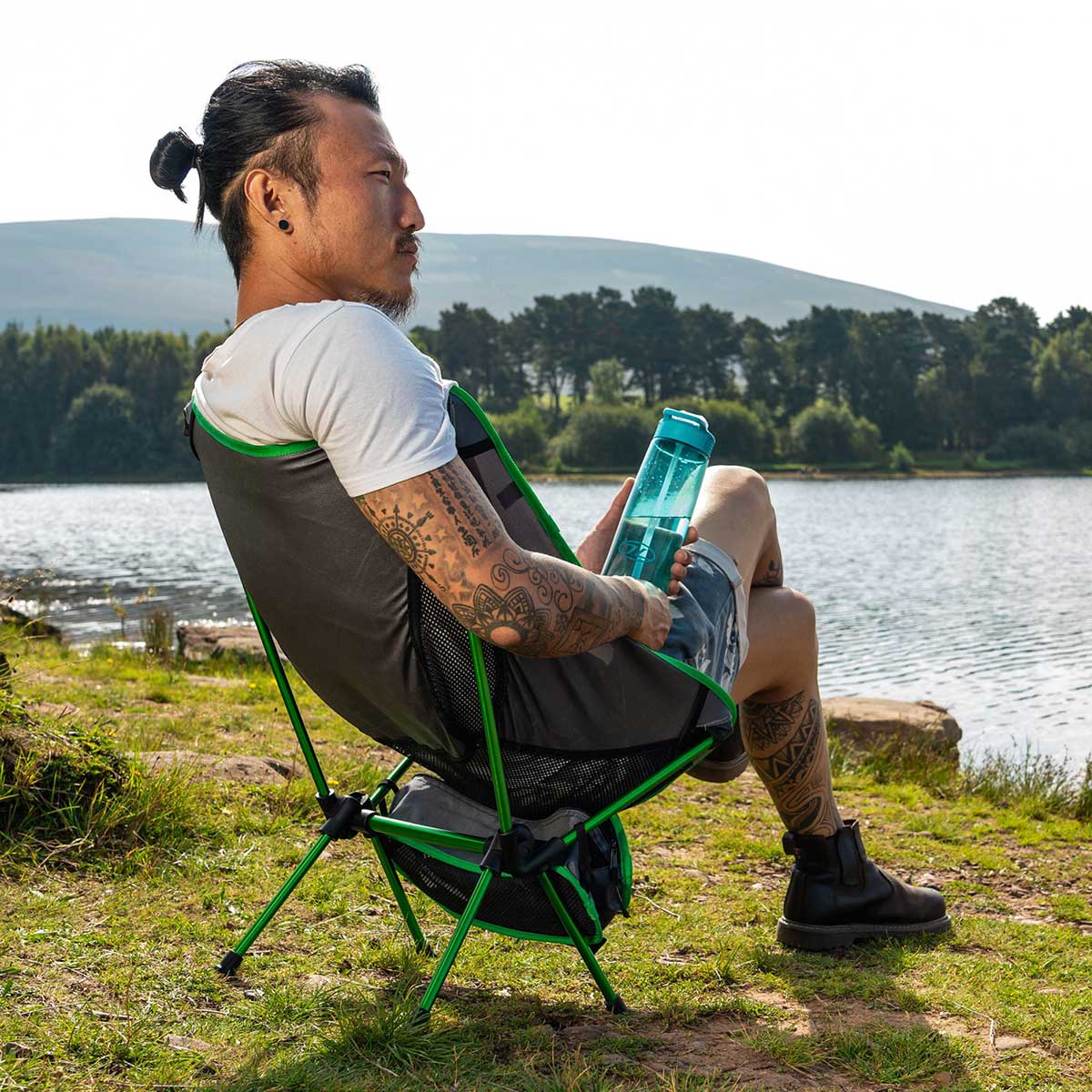 Highlander Outdoor Ayr folding camping chair - Green/Grey