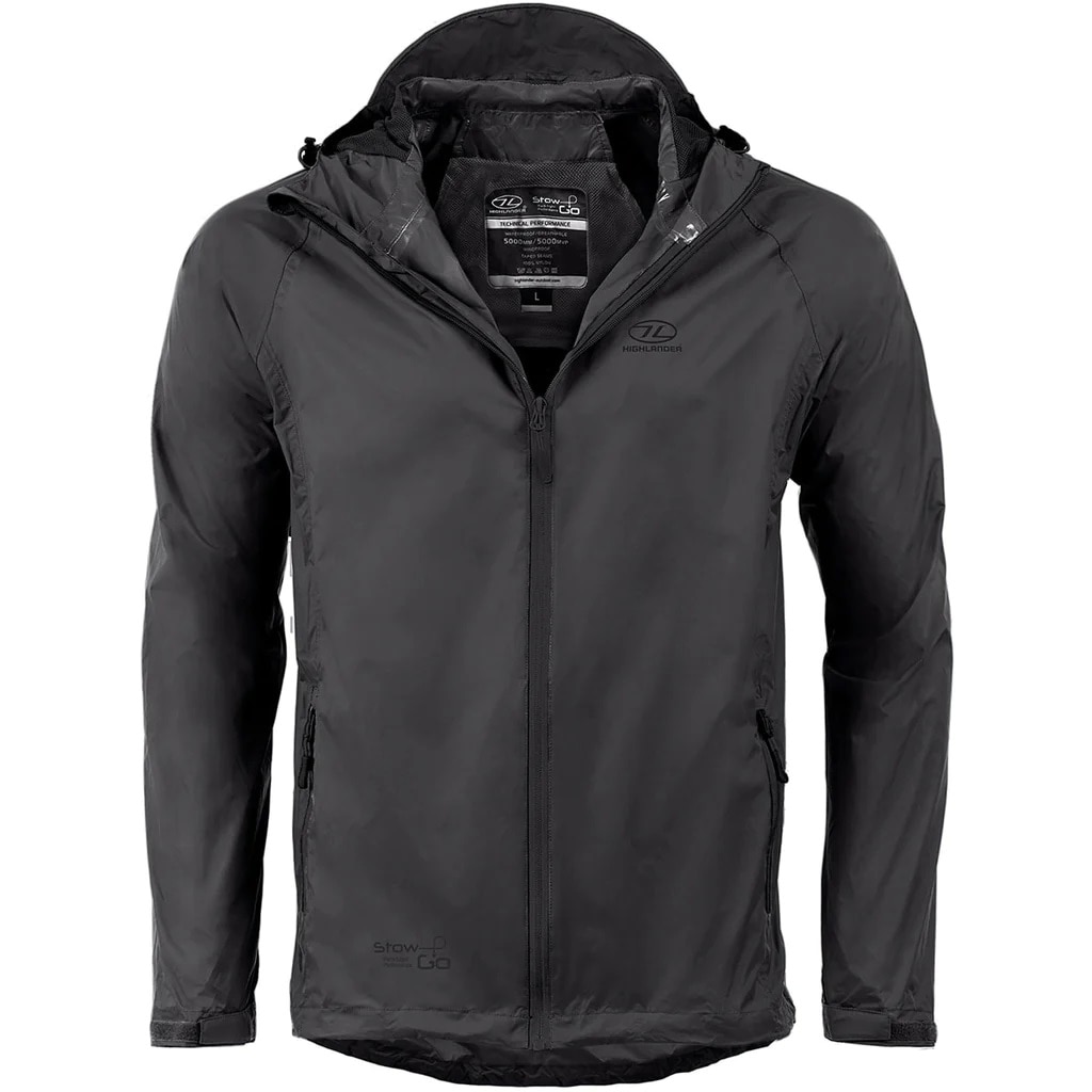 Highlander Outdoor Stow & Go Pack Away Jacket - Black