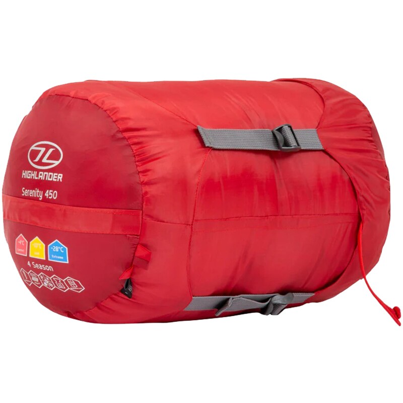 Highlander Outdoor Serenity Mummy 450 Sleeping Bag - Red