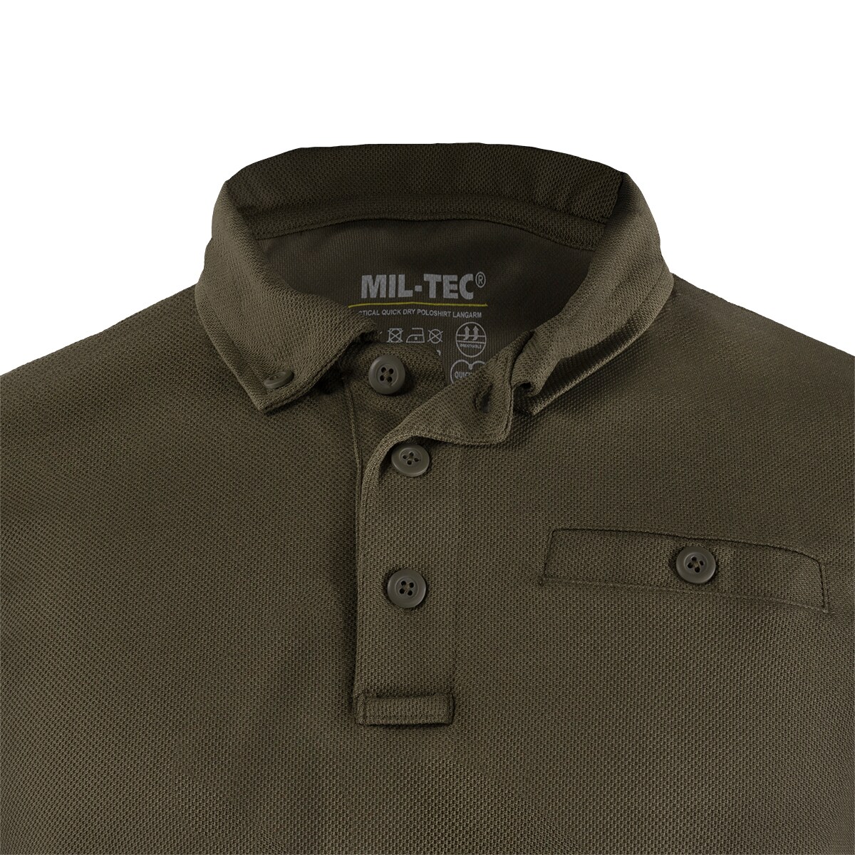 Mil-Tec Tactical Quickdry Long Sleeve Polo Shirt - Olive
