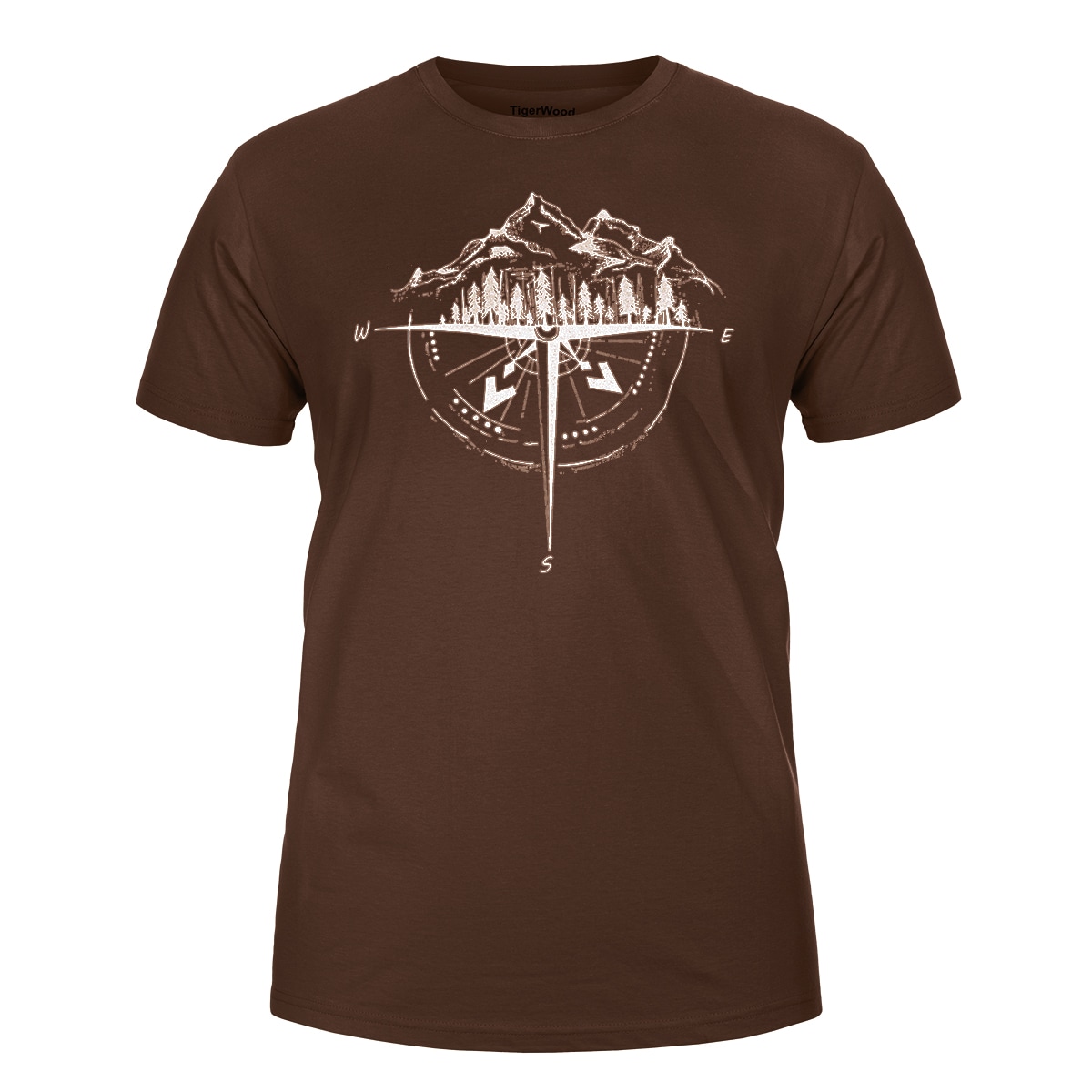 T-shirt TigerWood Rosa dei Venti - Marrone