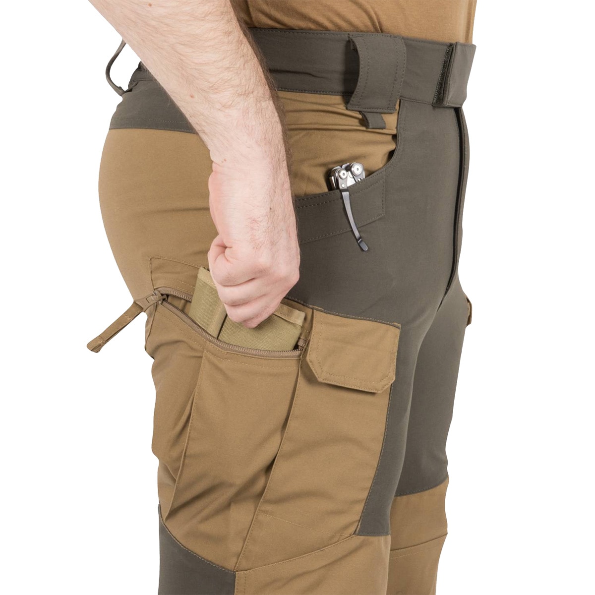 Pantaloni Helikon-Tex Hybrid Outback DuraCanvas - Coyote/Taiga Green