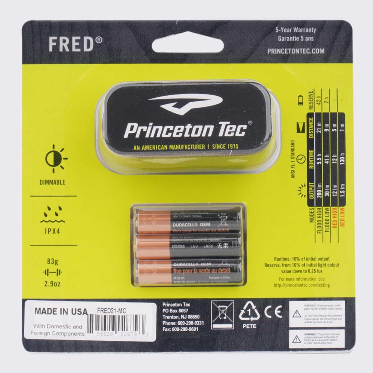 Lampada frontale Princeton Tec Fred MultiCam - 200 lumen