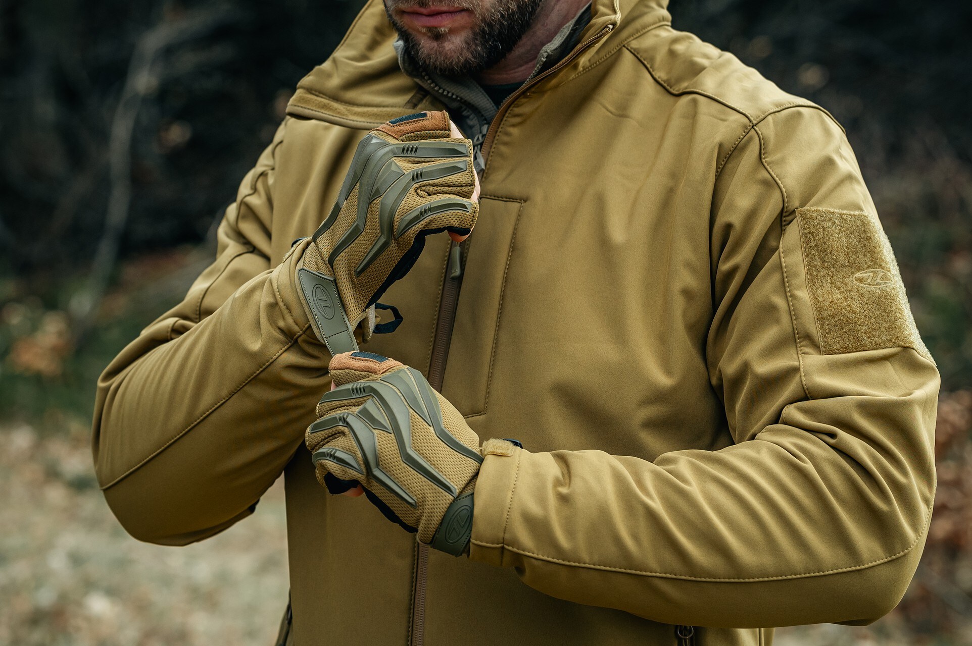 Guanti tattici Highlander Forces Raptor Gloves Half Finger - Coyote