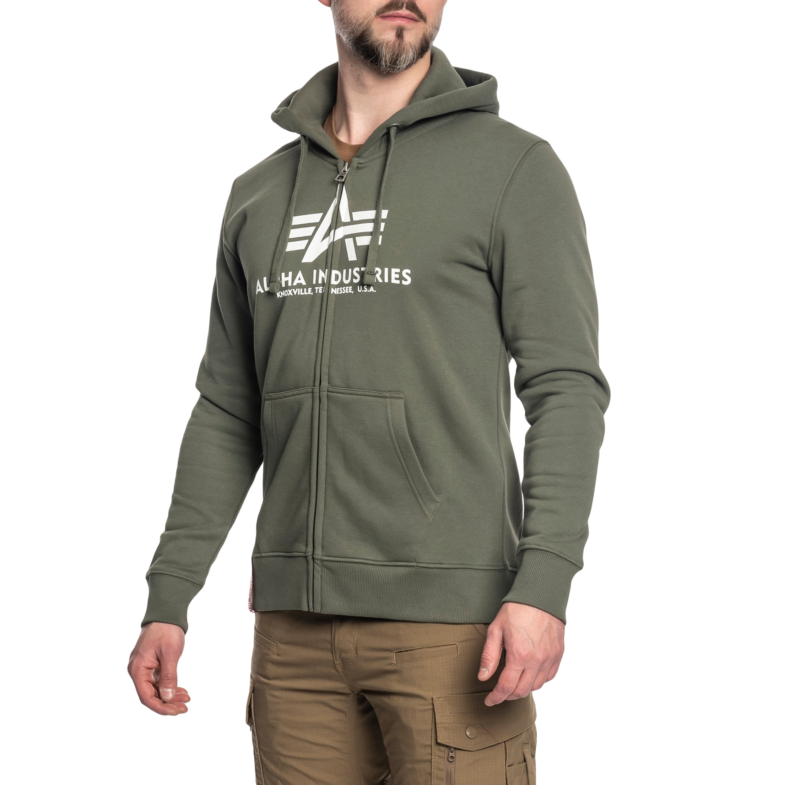 Felpa con zip Alpha Industries Basic Zip Hoody - Dark Olive
