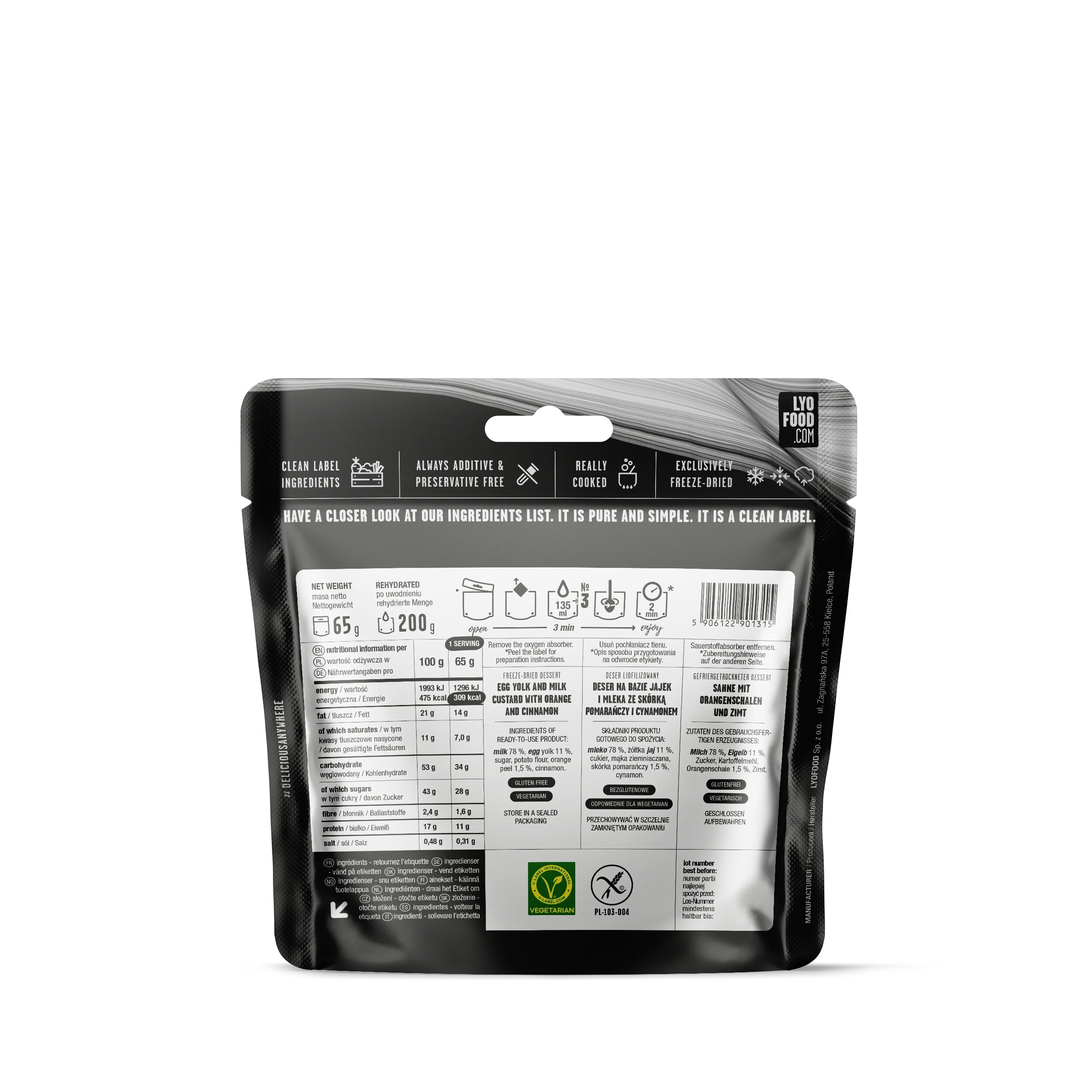 Crema Catalana liofilizzata LYOFOOD 65 g/309 kcal