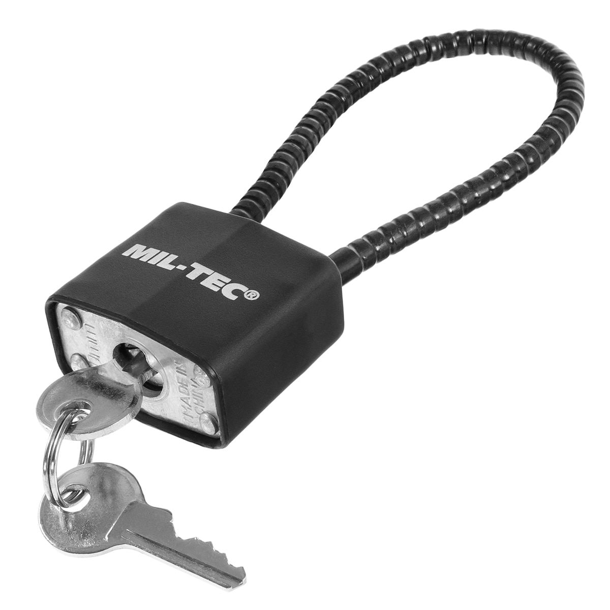 Lucchetto Mil-Tec con cavo da 20 cm - Black