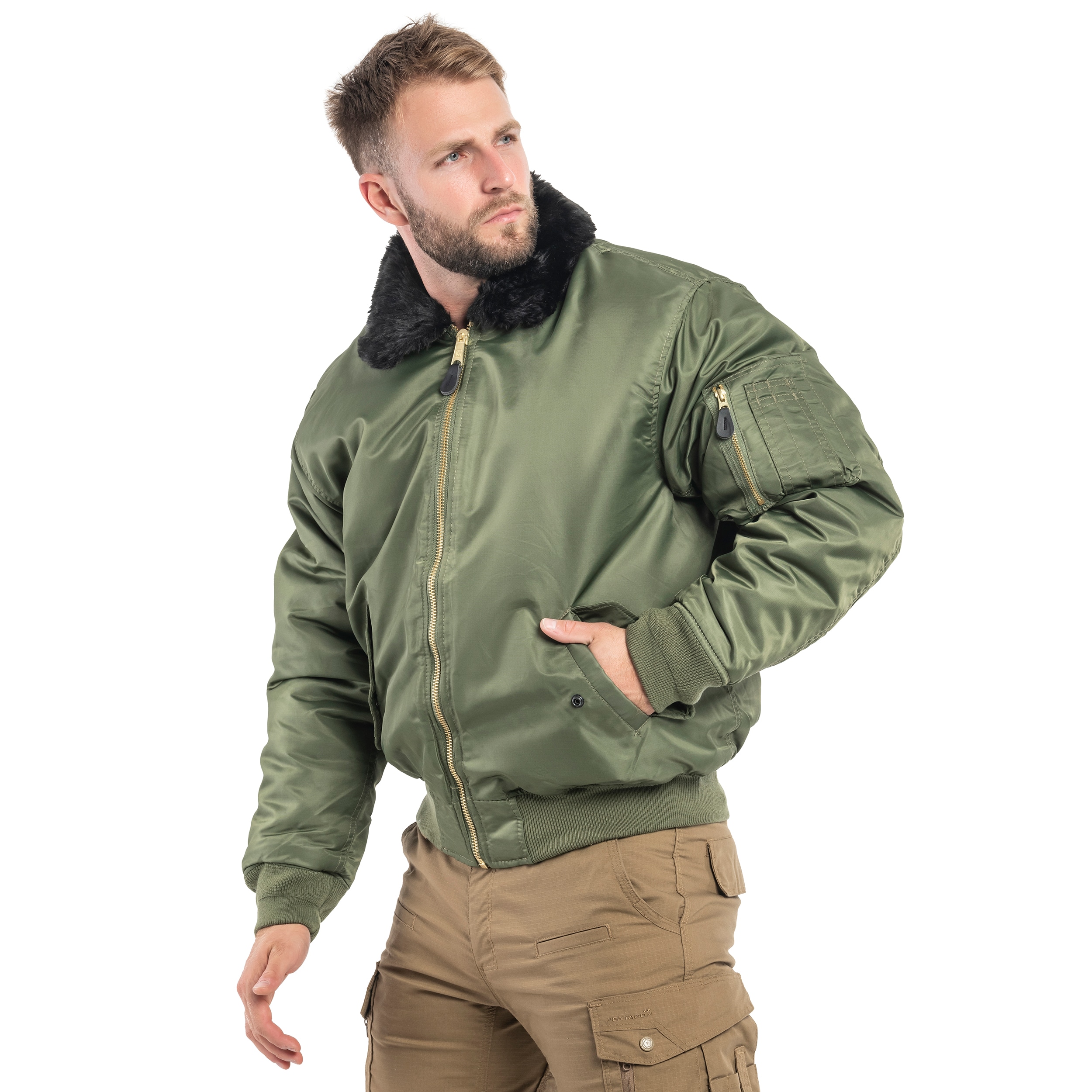 Giacca Brandit MA2 Fur Collar - Olive