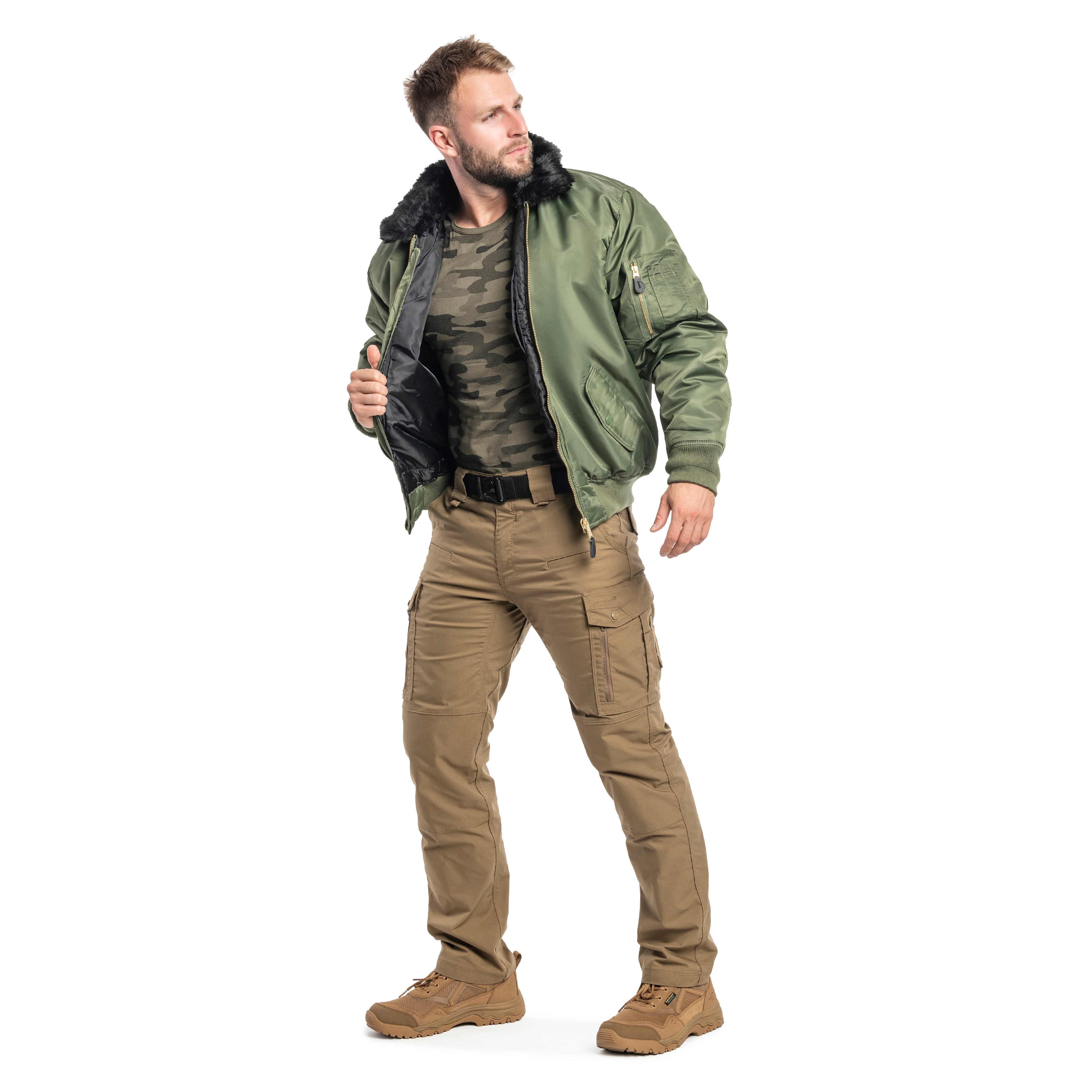 Giacca Brandit MA2 Fur Collar - Olive