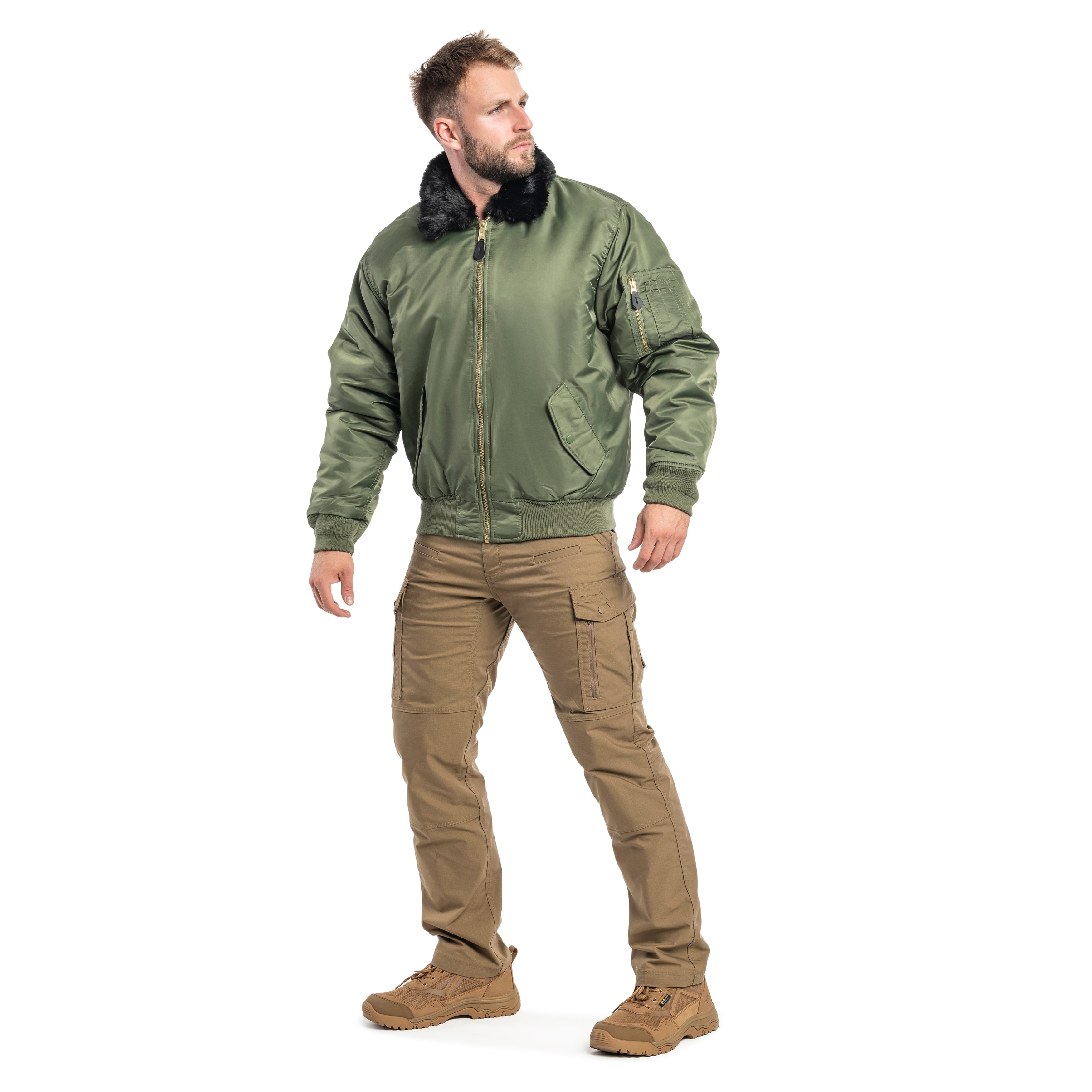 Giacca Brandit MA2 Fur Collar - Olive