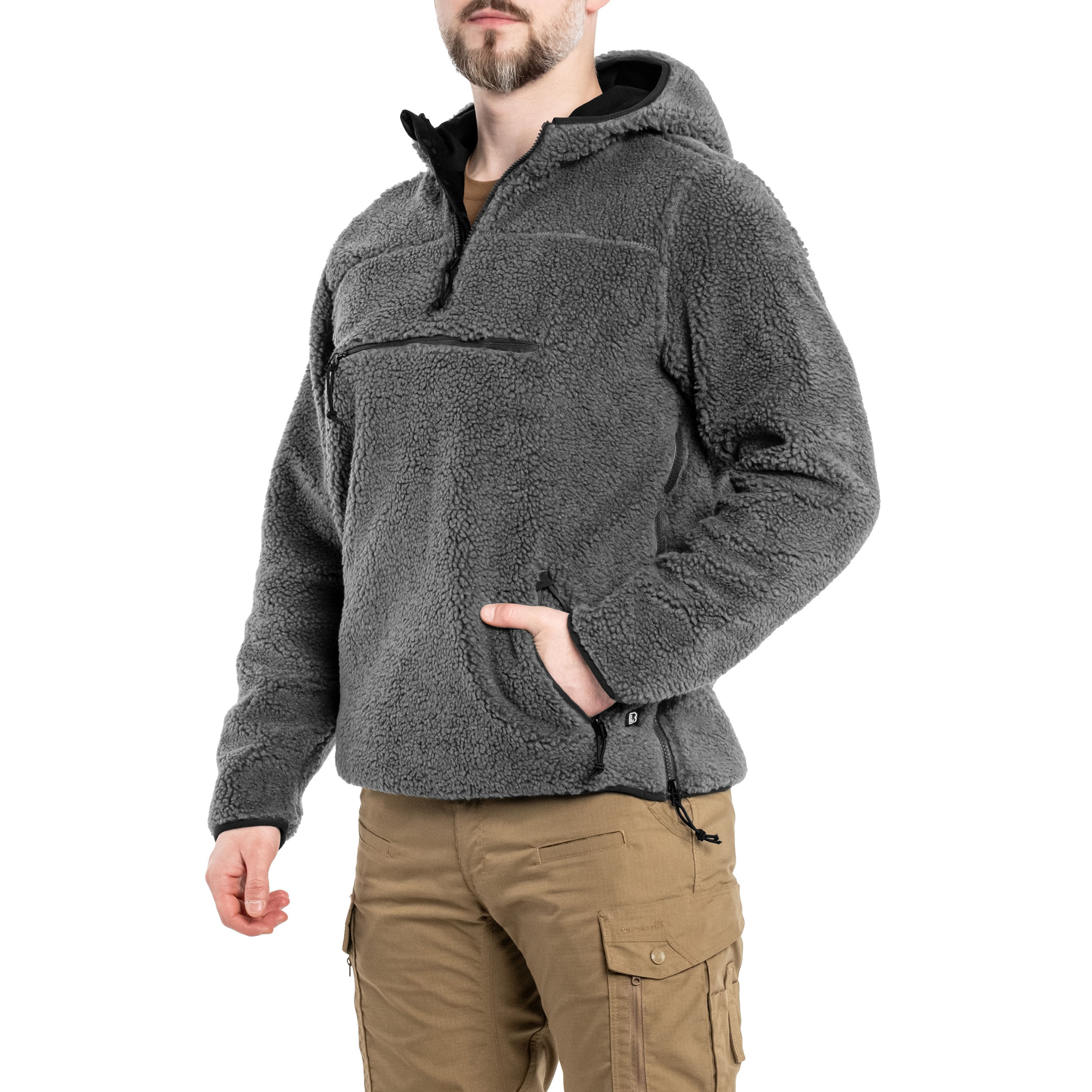 Pile Brandit Teddyfleece Worker Pullover - Anthracite