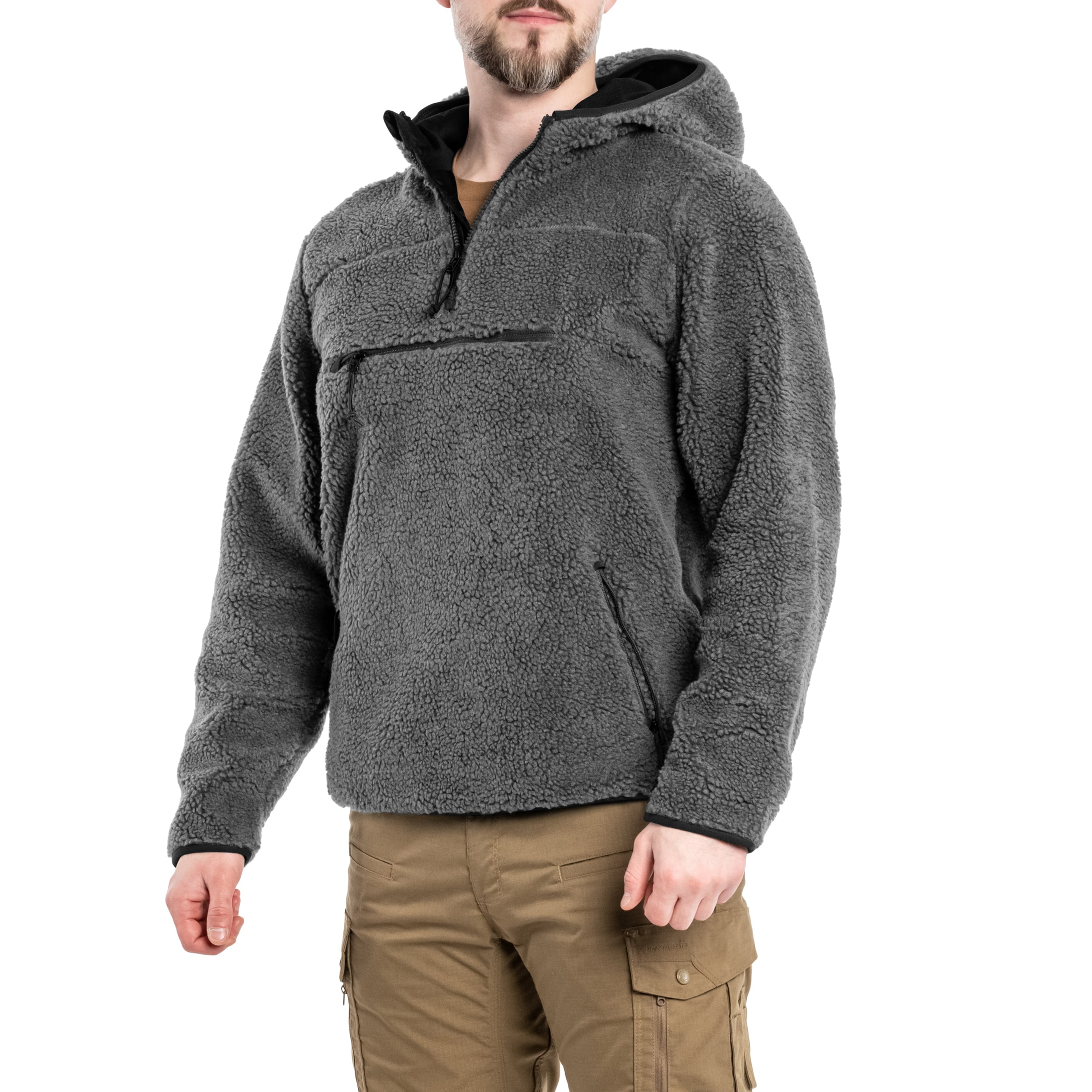 Pile Brandit Teddyfleece Worker Pullover - Anthracite