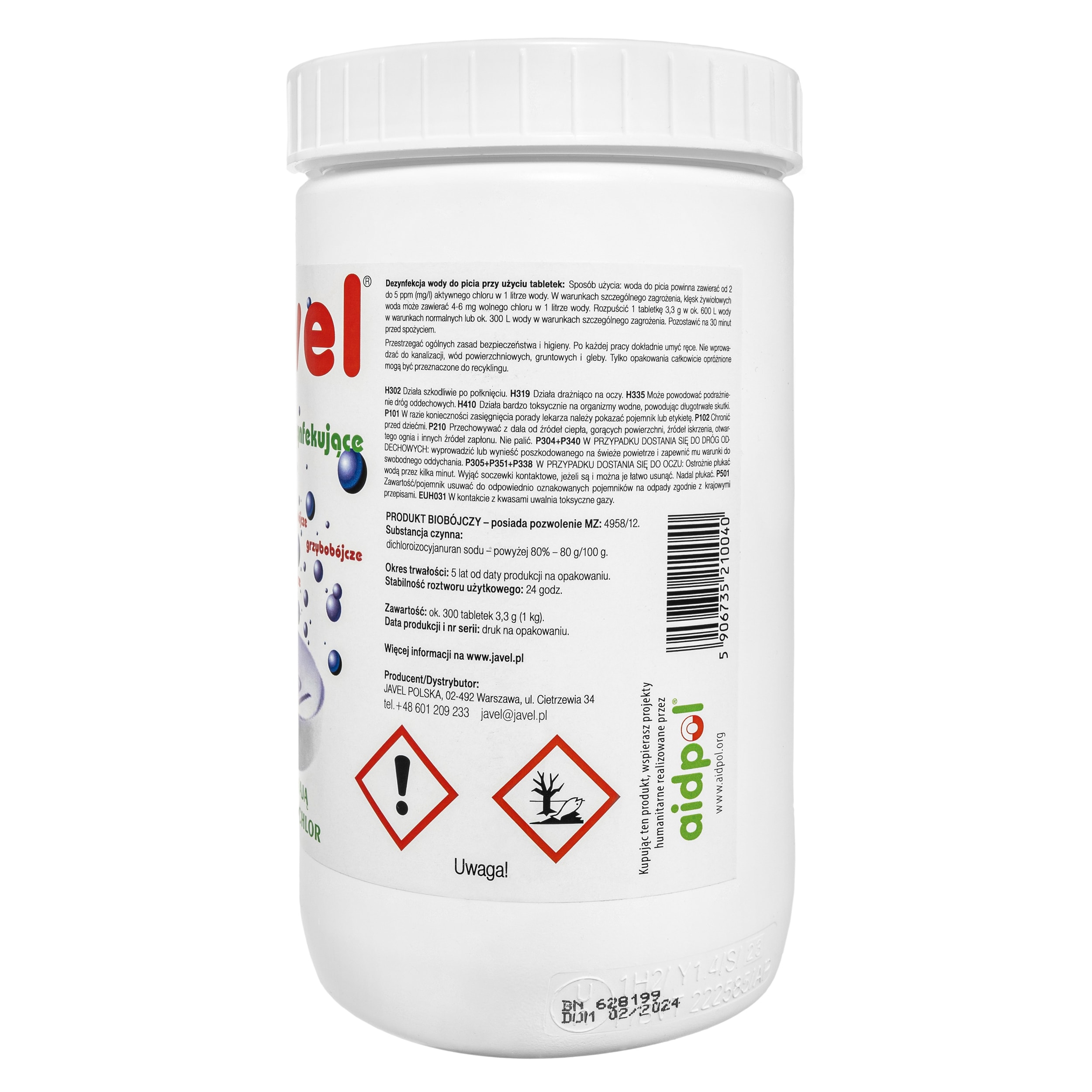 Compresse per la purificazione dell'acqua Javel - 300 pezzi