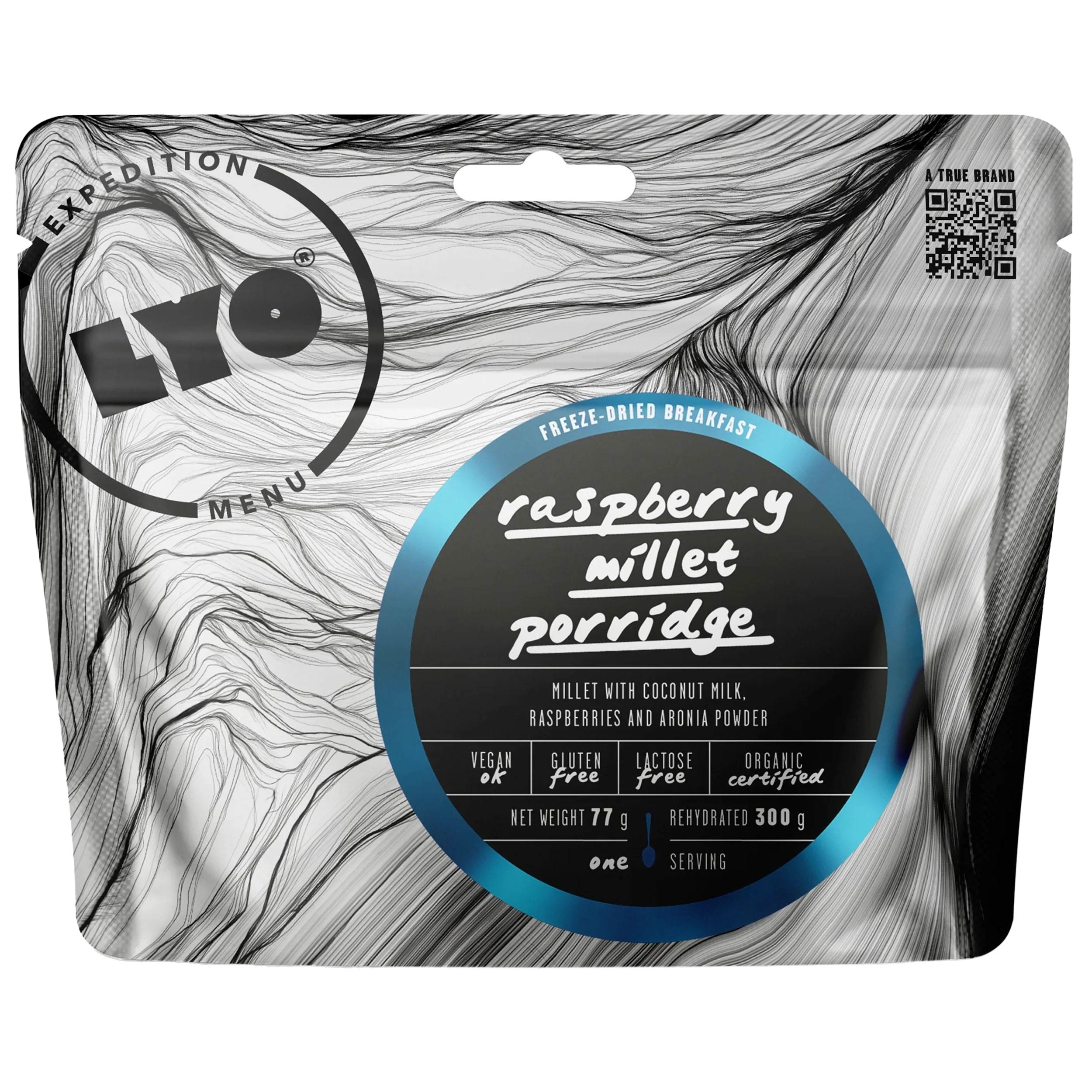 Cibo liofilizzato LYOFOOD Eko Porridge di miglio al cocco con lamponi e aronia 77 g/341 kcal
