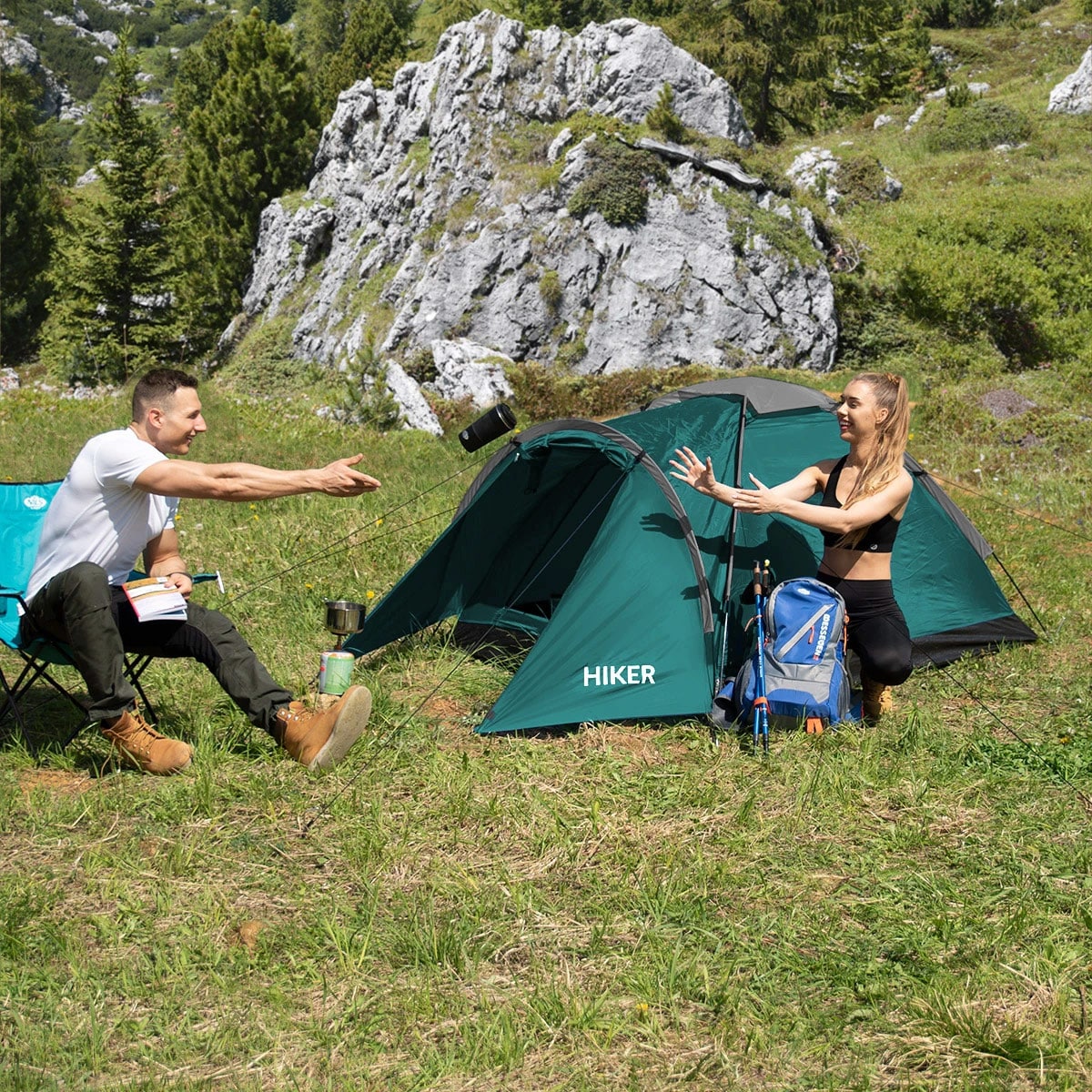 Tenda Nils Camp Hiker NC6010 per 2 persone - Verde