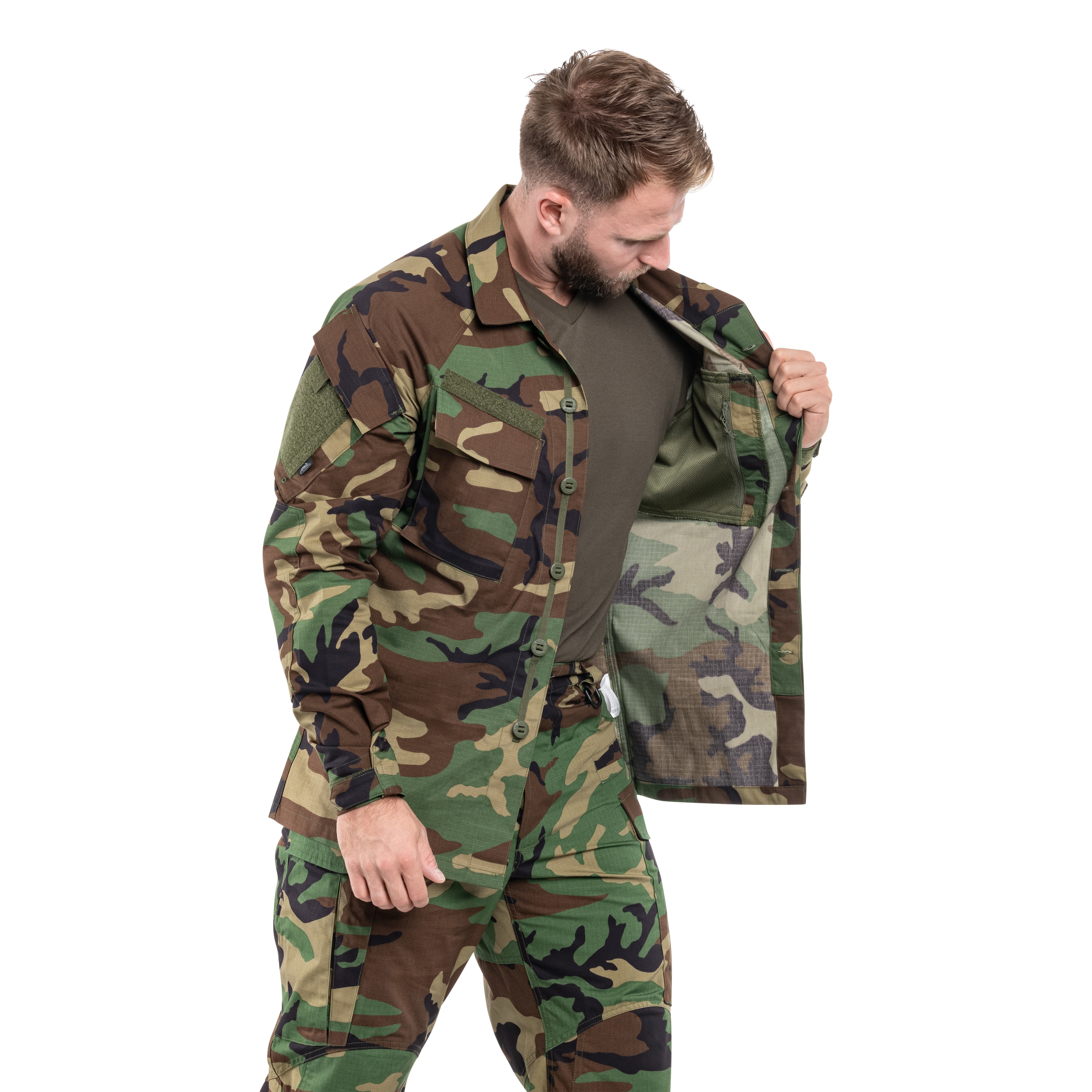Felpa Helikon-Tex Raid Polycotton Stretch Rip-Stop - US Woodland