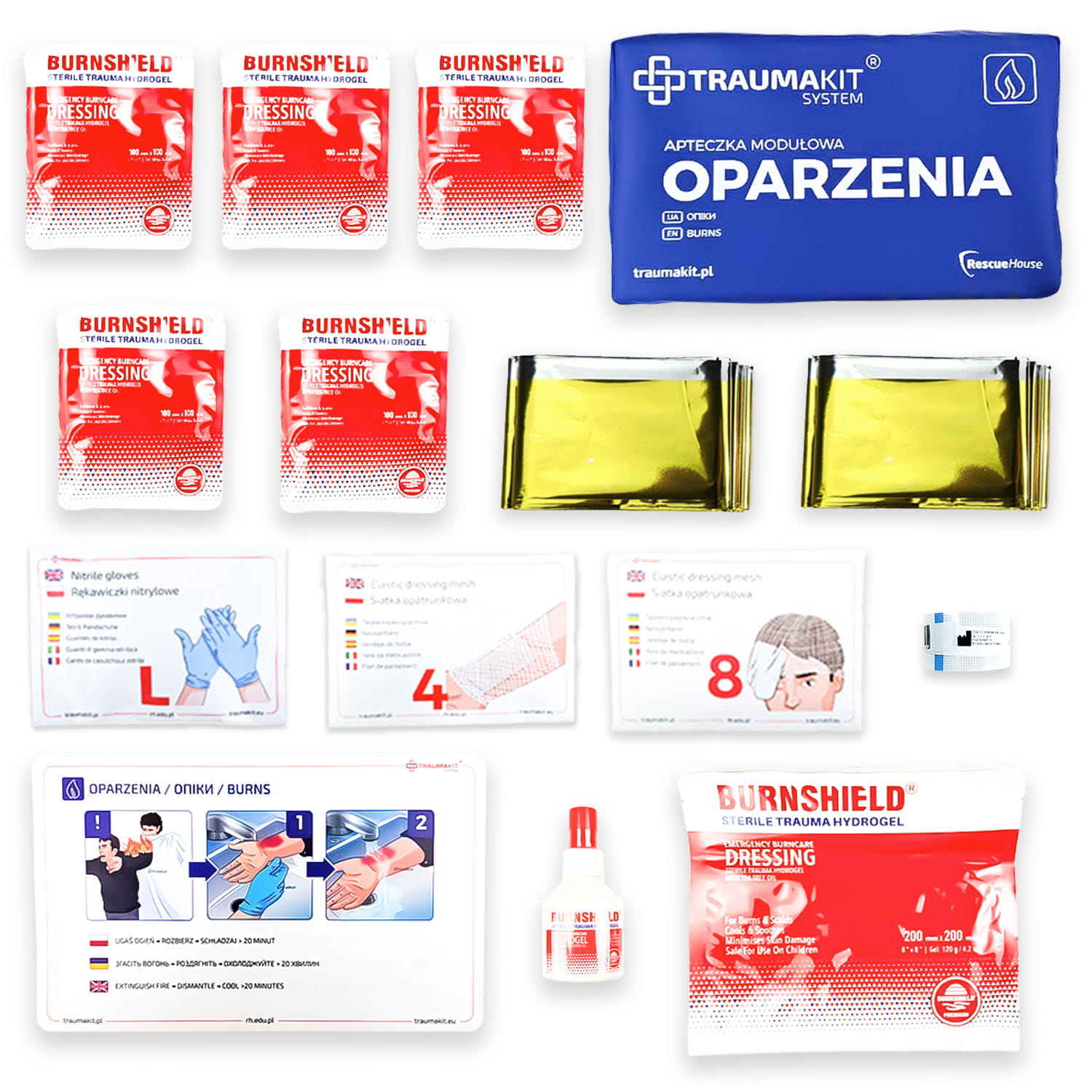 Kit trauma modulare AedMax O Blu - Ustioni Burnshield