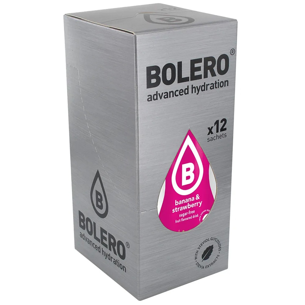 Bevanda in polvere Bolero Banana & Strawberry con stevia 9 g - 12 pezzi