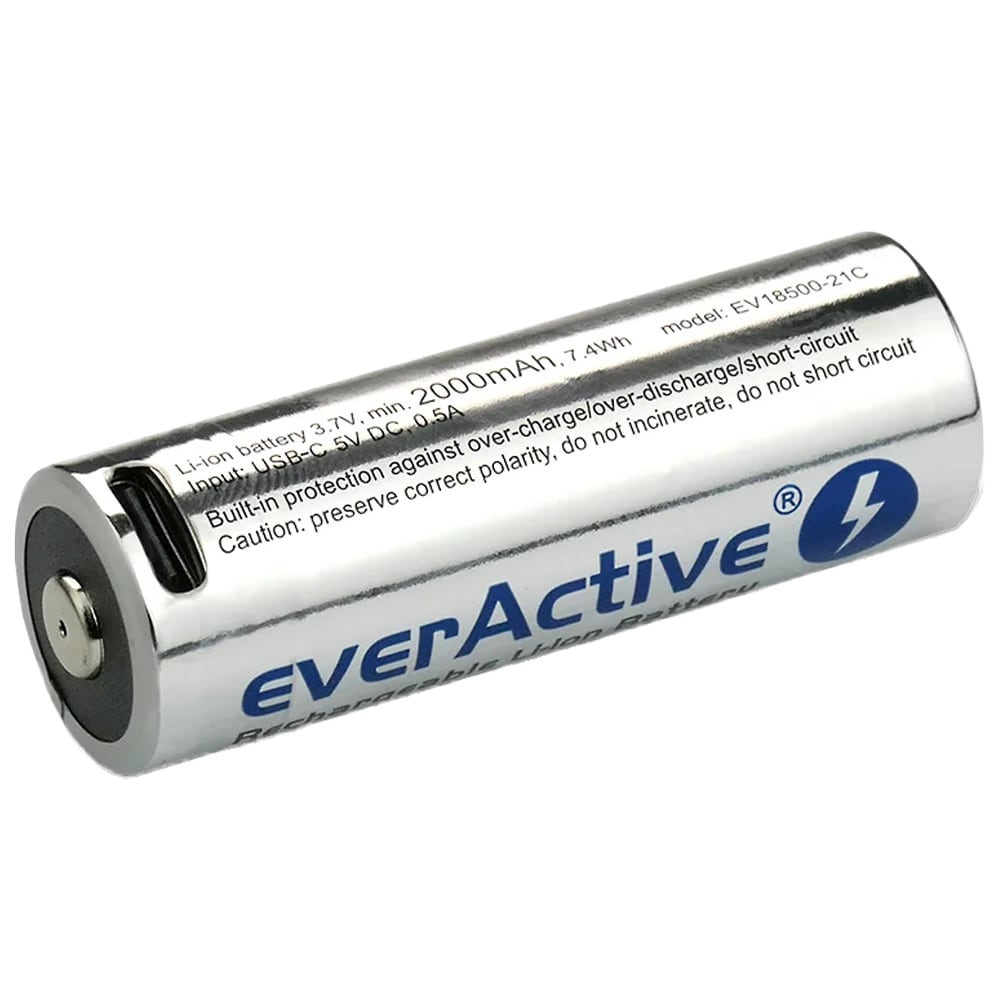 Batteria ricaricabile everActive 18500 3,7 V con protezione - 2100 mAh