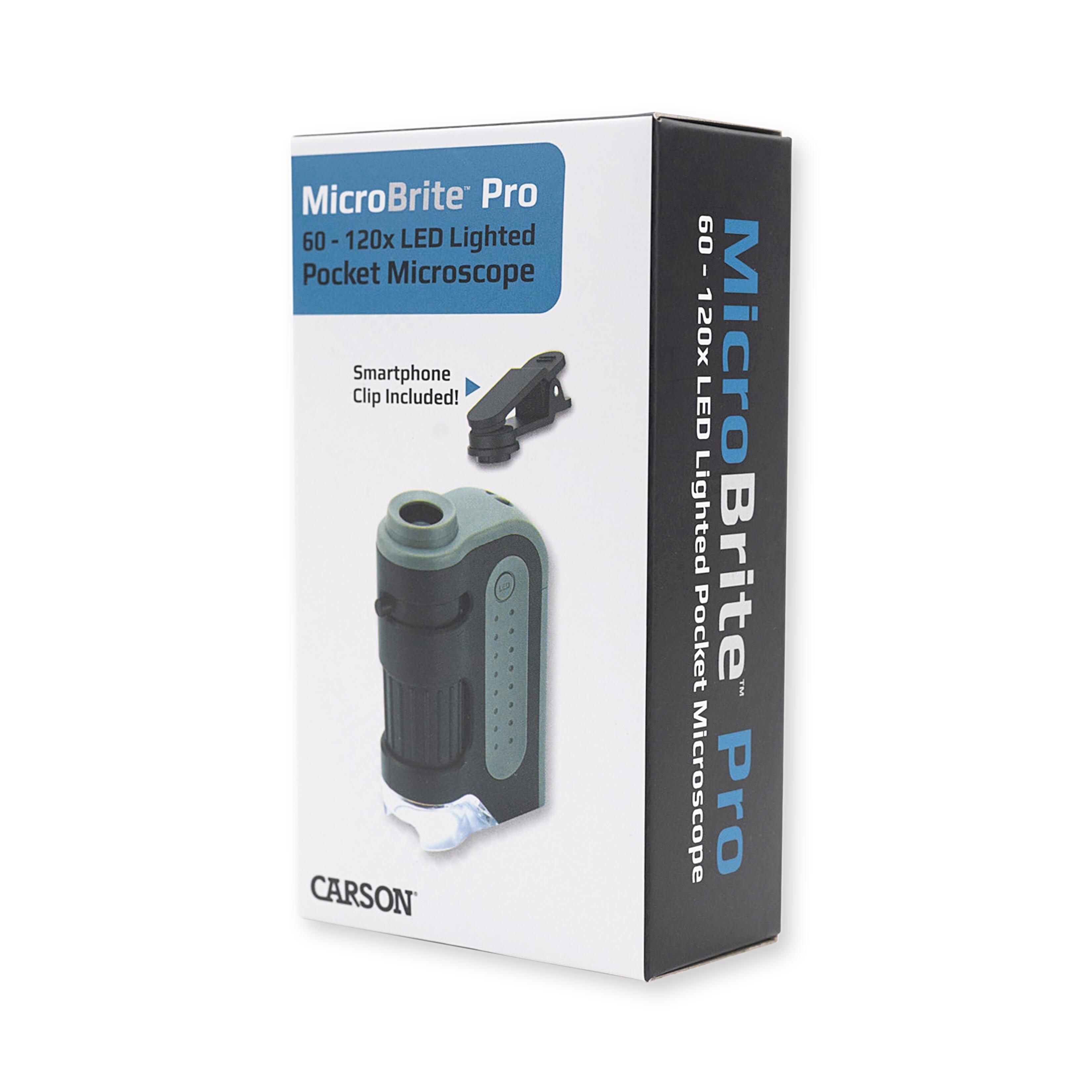Microscopio tascabile Carson MicroBrite Plus LED 60-120x con clip - Grey