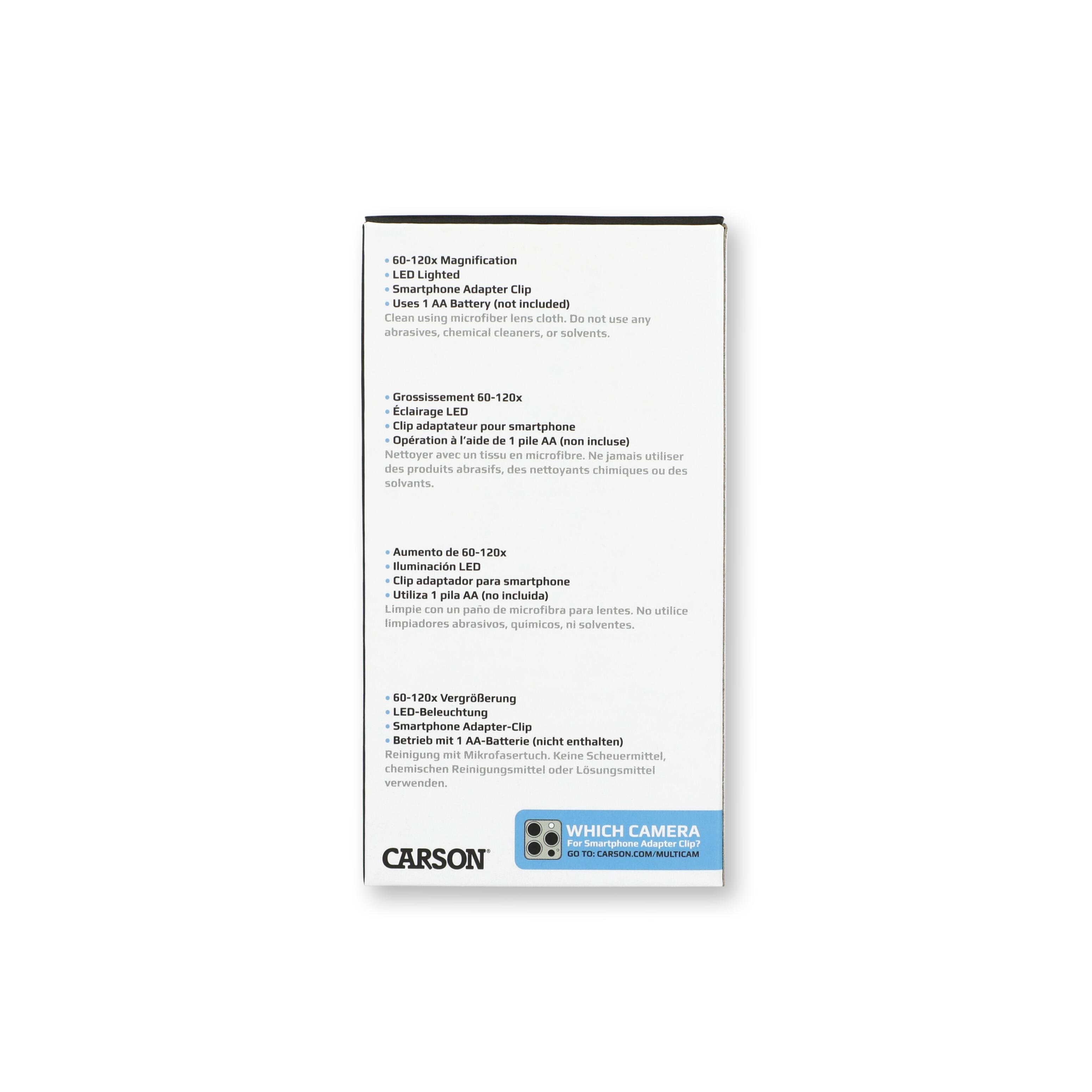 Microscopio tascabile Carson MicroBrite Plus LED 60-120x con clip - Grey