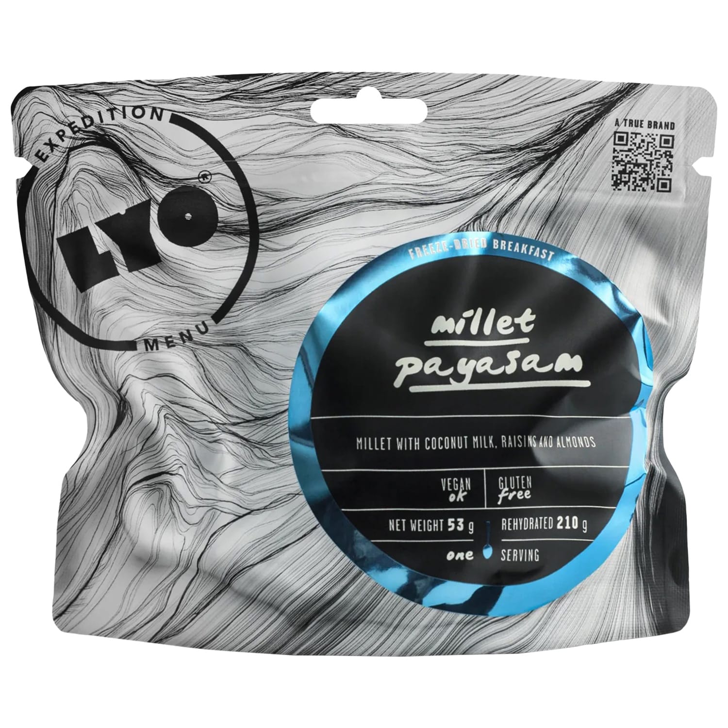Porridge di miglio liofilizzato LYOFOOD con bevanda al cocco, uvetta e mandorle 53 g/244 kcal