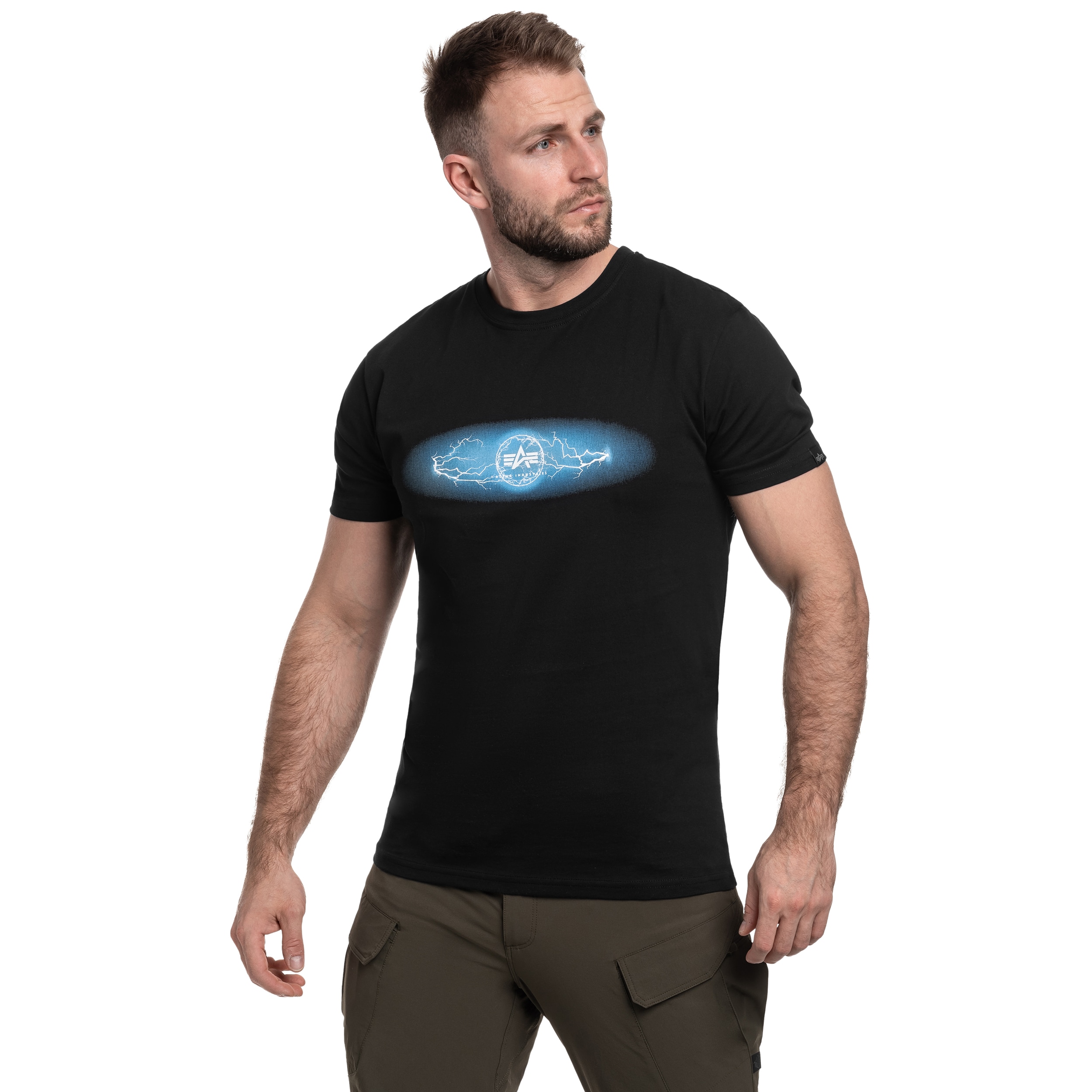 T-shirt Alpha Industries Lightning - Black/Blue
