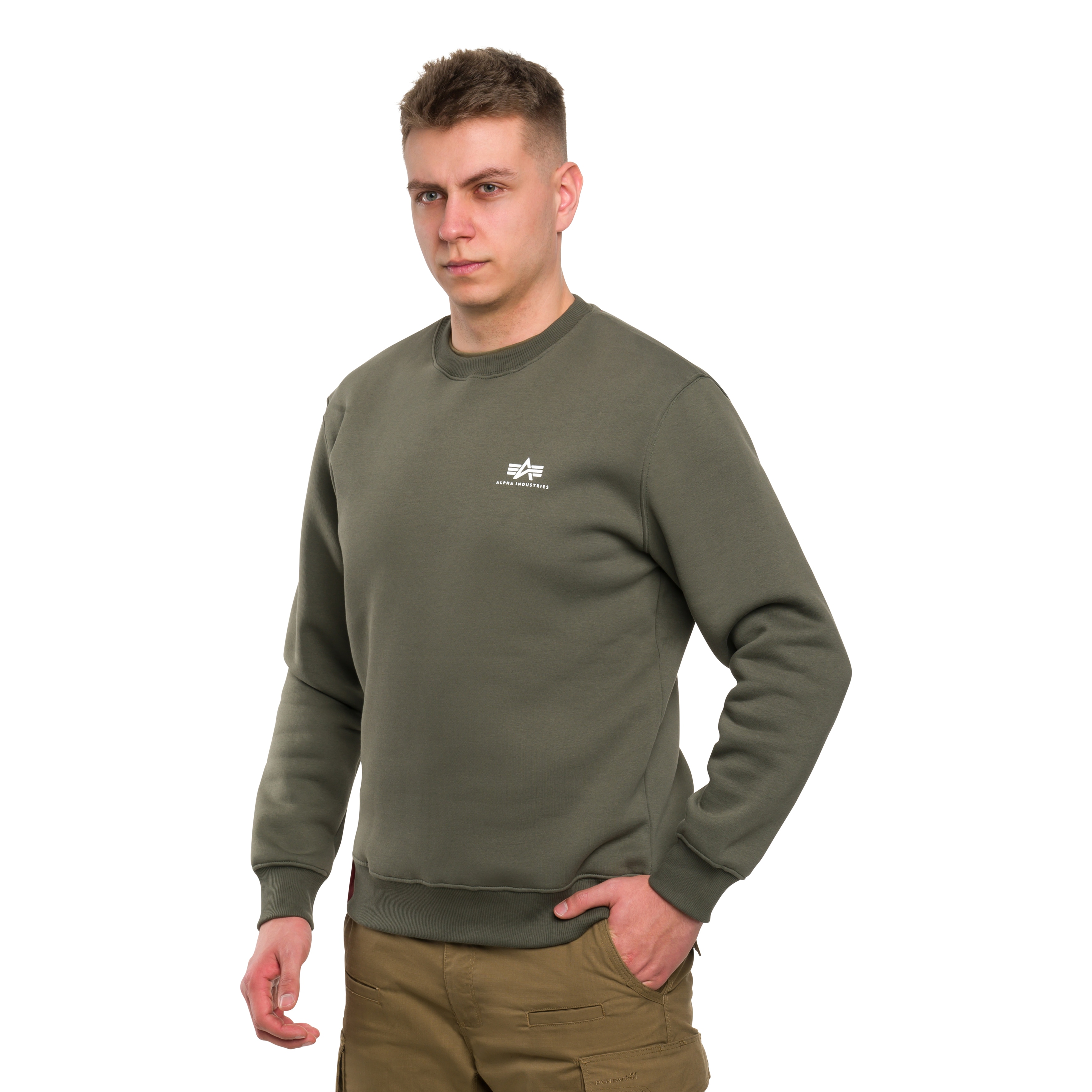 Felpa Alpha Industries Basic Sweater Small Logo - Dark Olive