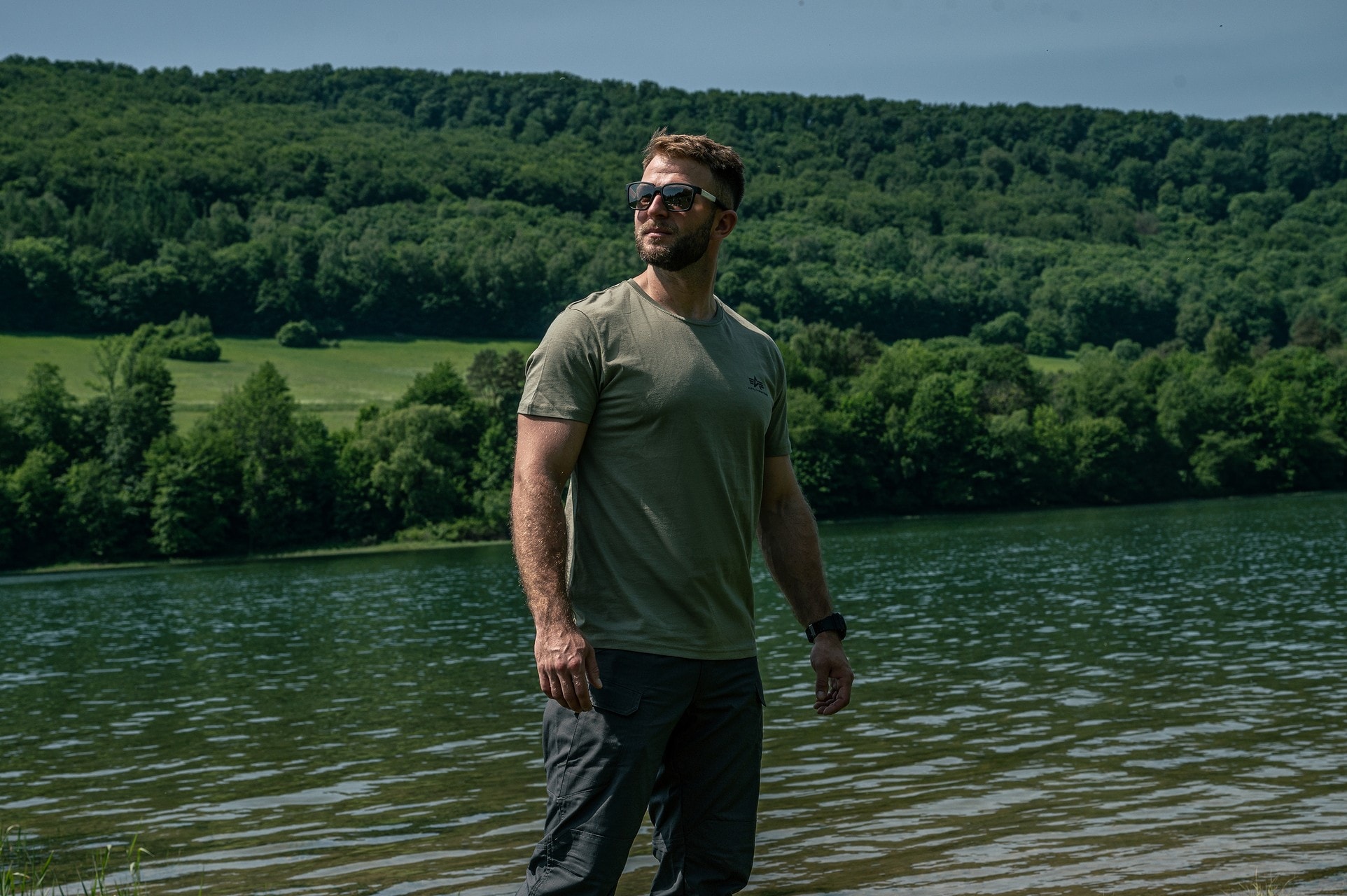 T-shirt Alpha Industries Backprint - Olive/Black