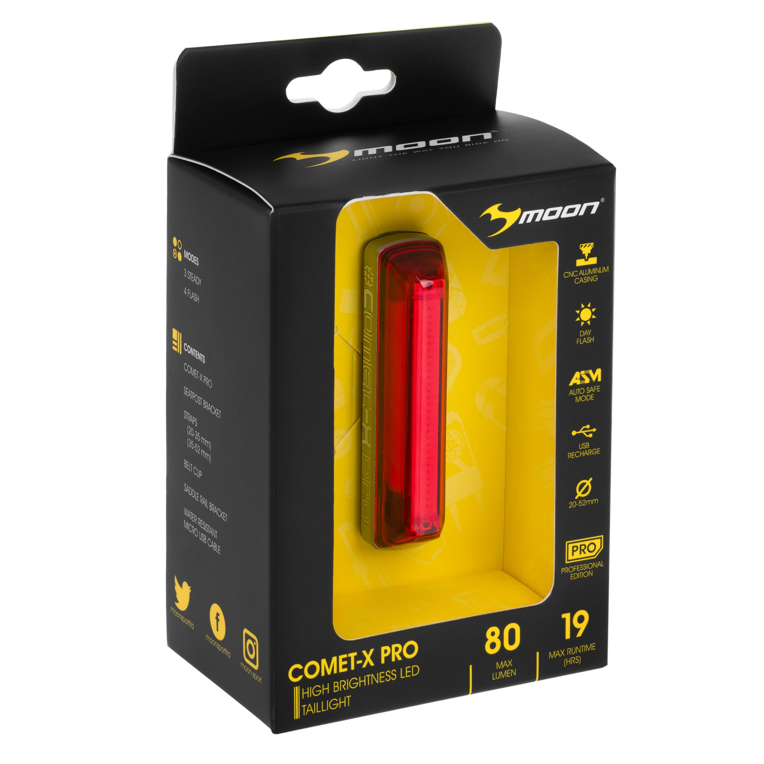 Luce posteriore per bicicletta Moon Comet-X Pro 80 lumen