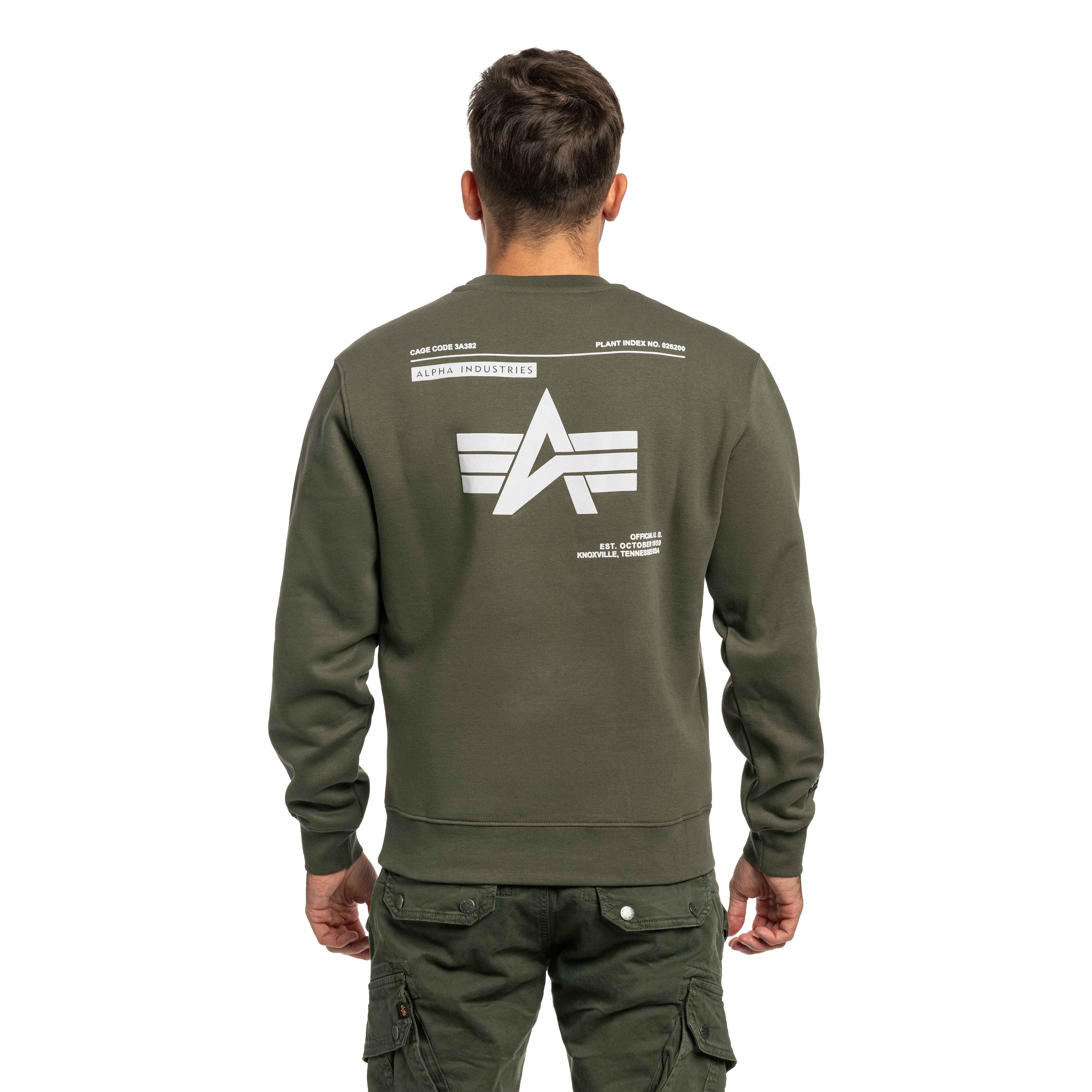 Felpa Alpha Industries Label Backprint - Dark Olive