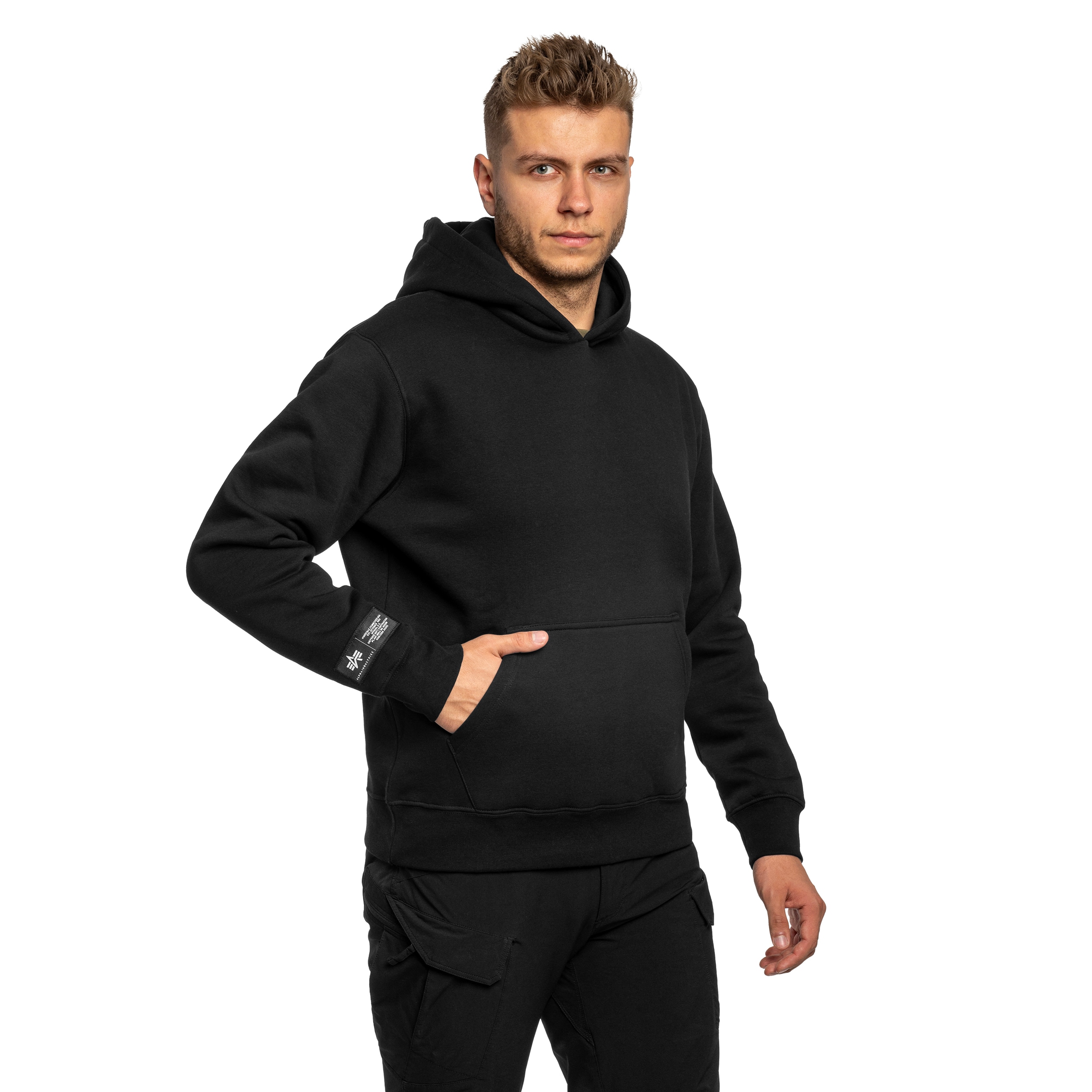 Felpa con cappuccio Alpha Industries Label Backprint - Black