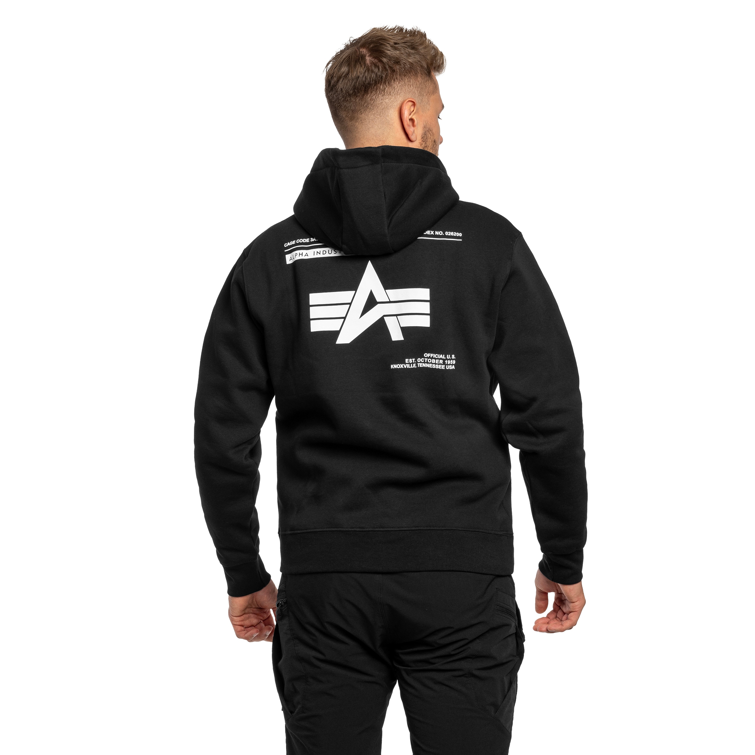 Felpa con cappuccio Alpha Industries Label Backprint - Black
