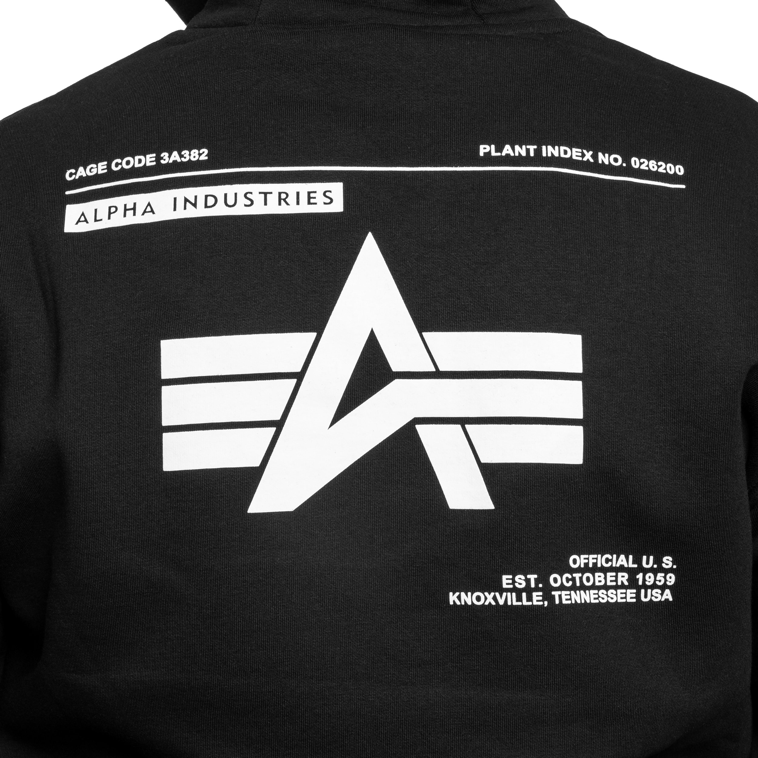 Felpa con cappuccio Alpha Industries Label Backprint - Black