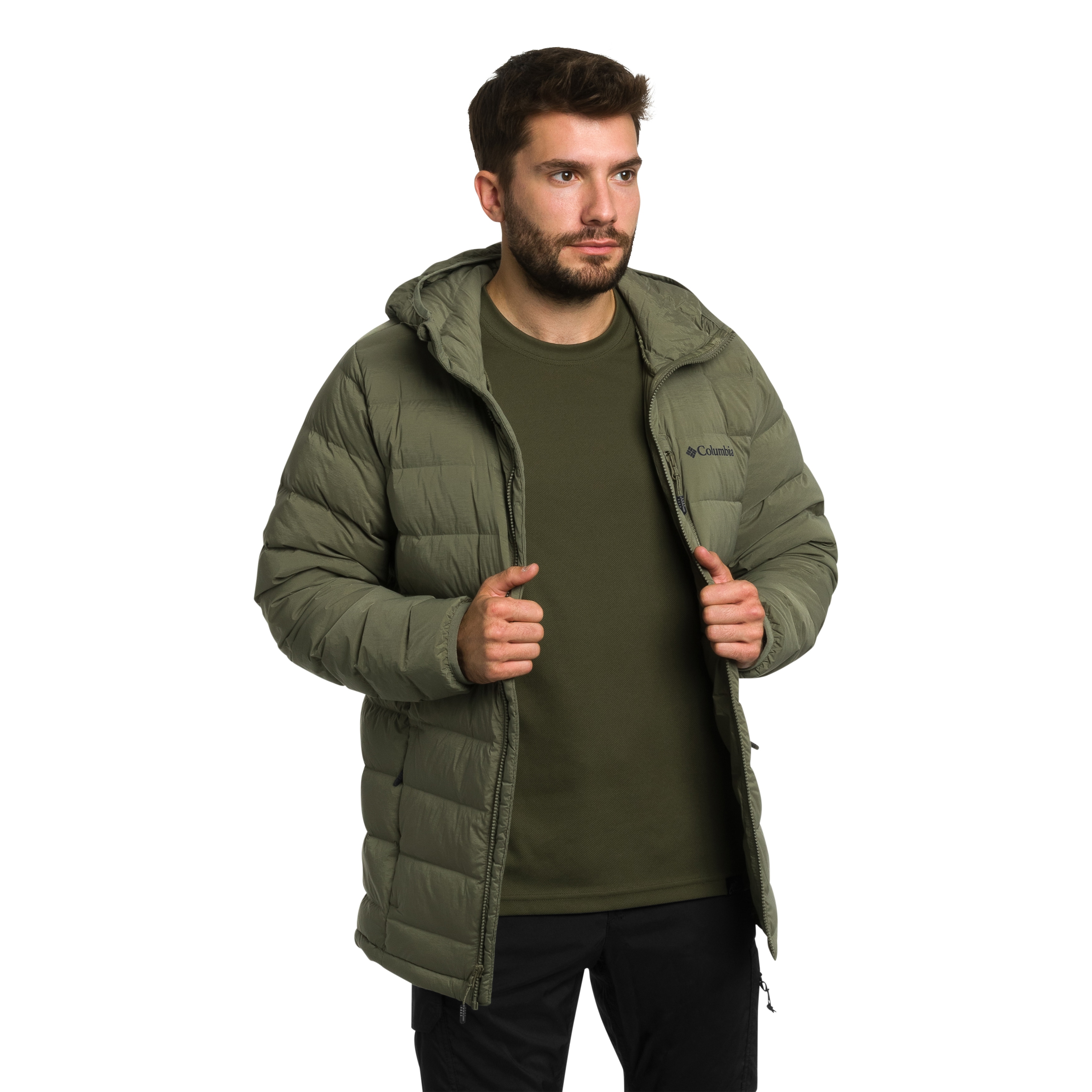 Giacca Columbia Drift Peak Stretch Down Hooded - Stone Green