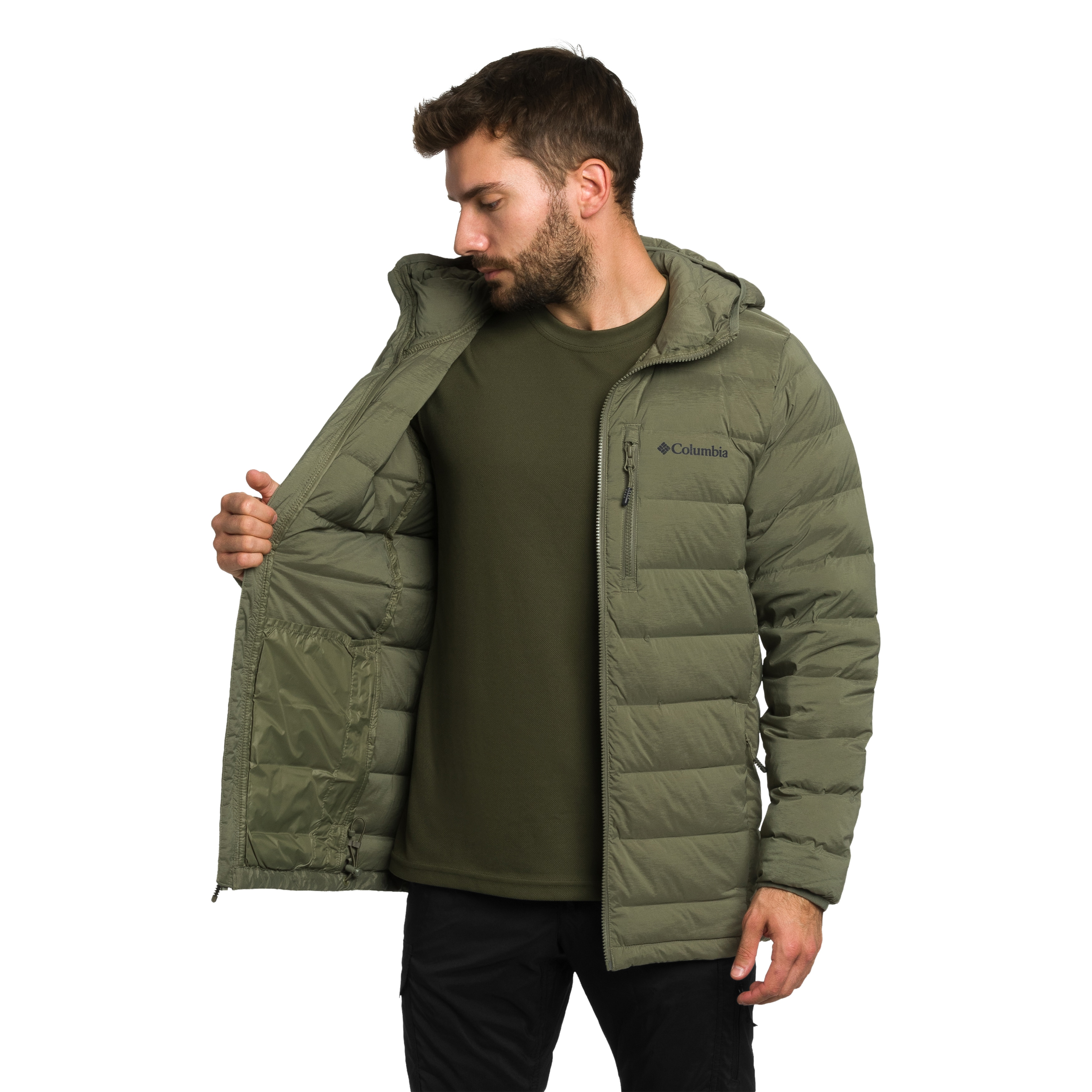 Giacca Columbia Drift Peak Stretch Down Hooded - Stone Green