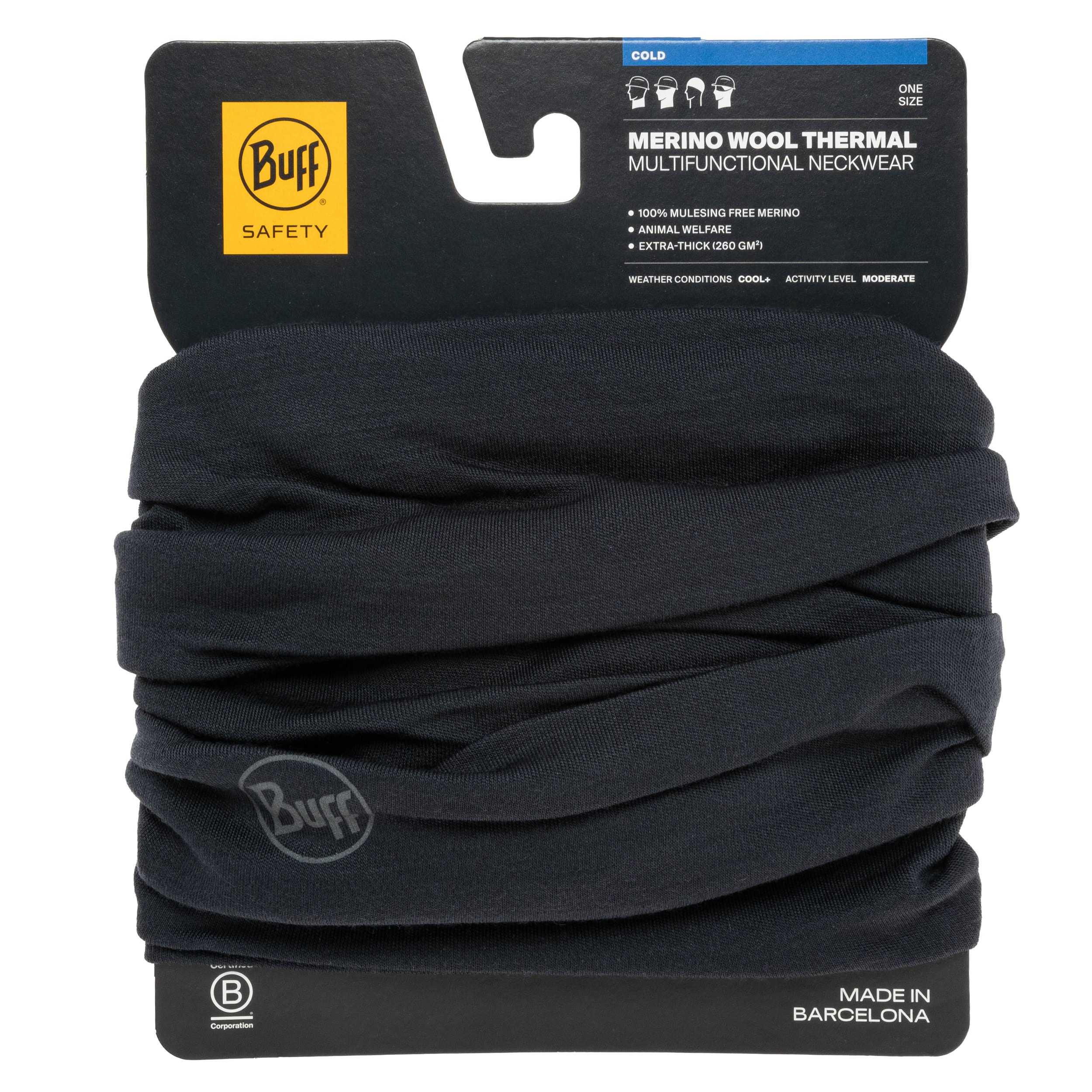 Bandana tubolare protettiva Buff Safety Merino Wool Thermal - Navy